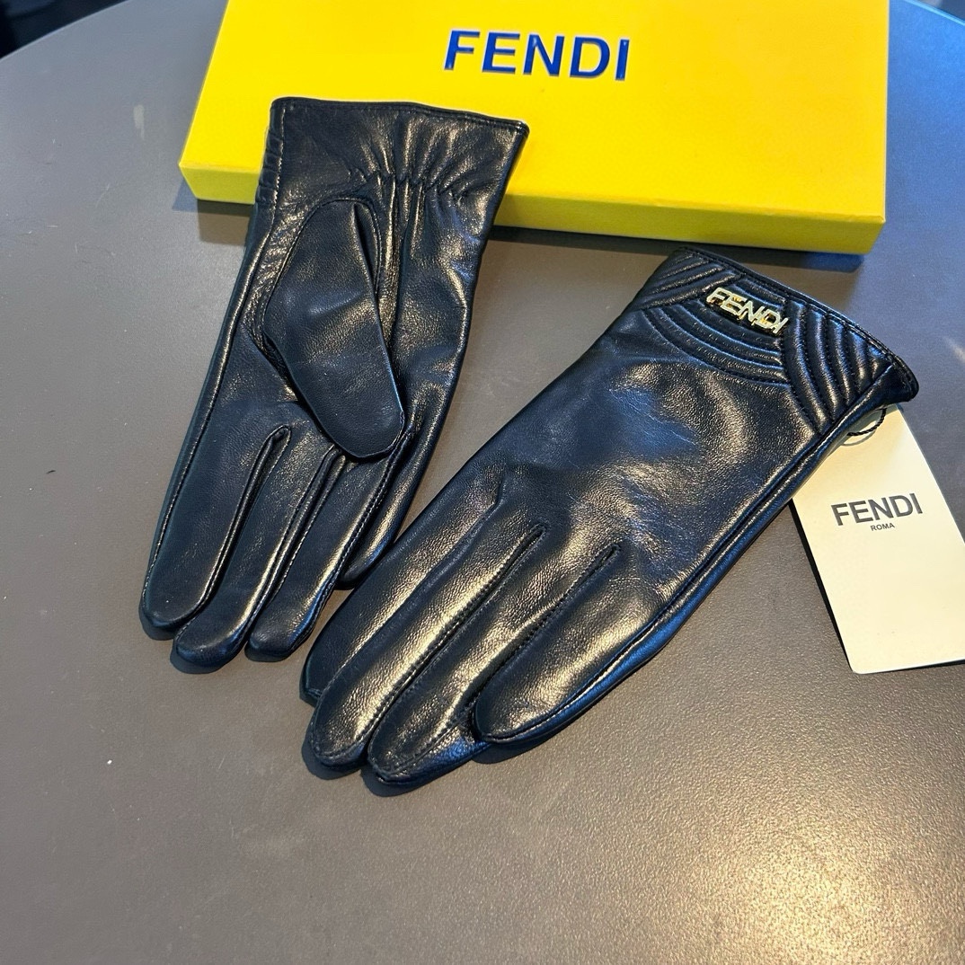 芬迪FENDI2024秋冬羊皮手套手机触屏值得对比同款不同品质秒杀市场差产品进口一级羊皮内里加绒经典不过