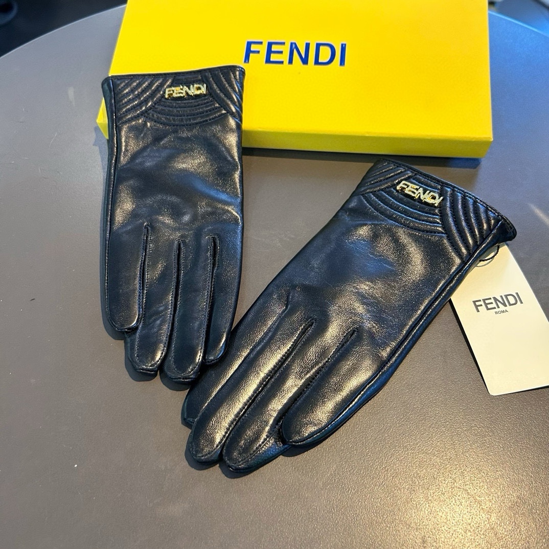 芬迪FENDI2024秋冬羊皮手套手机触屏值得对比同款不同品质秒杀市场差产品进口一级羊皮内里加绒经典不过