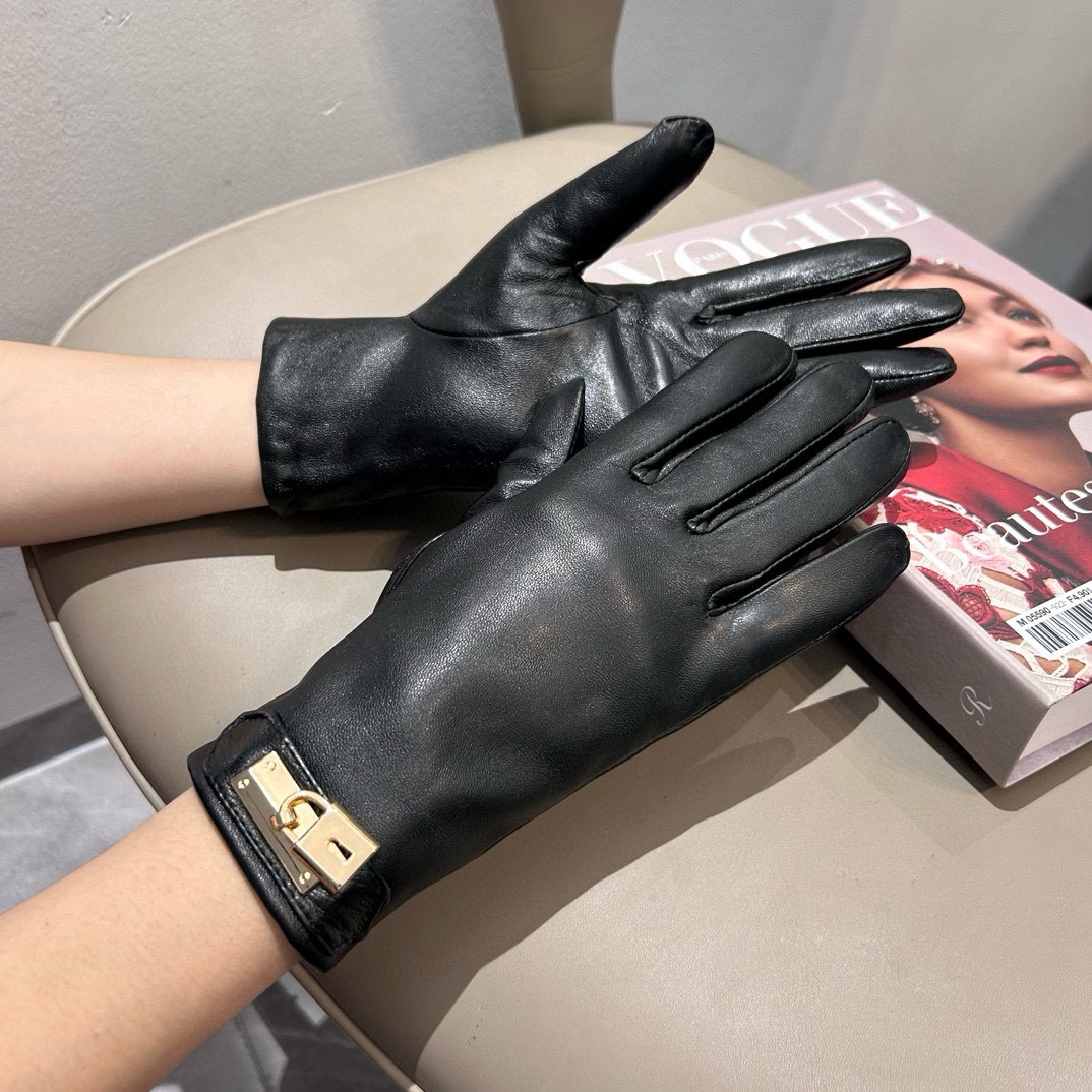 Hermes Guantes Mujeres Cachemira Piel de oveja