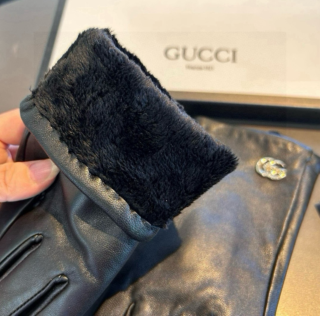 New Gucci Gucicuchi Series 238: Top-notch Imported Sheep Hide Gloves for 2024 - 图片 5