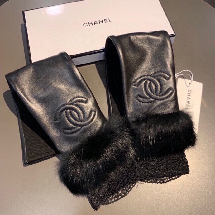 
香奈儿 CHANEL女款 爆款 露指连袖长手套 进口原版皮（一级羊皮）➕貉子毛🐰🐰 丝光内里+弹力布 