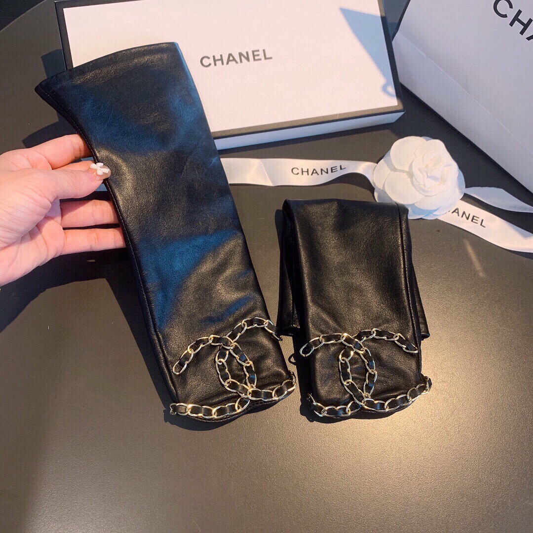 
香奈儿 CHANEL🌸女款 爆款 露指连袖长手套 进口原版埃塞皮（一级羊皮）大双C实物超美 💫✈️出口