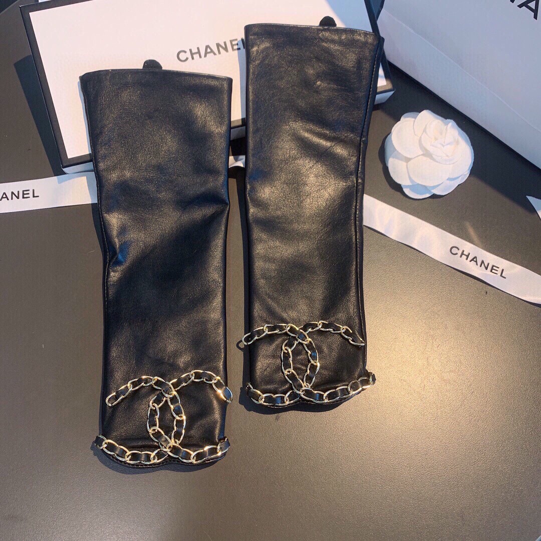 
香奈儿 CHANEL🌸女款 爆款 露指连袖长手套 进口原版埃塞皮（一级羊皮）大双C实物超美 💫✈️出口