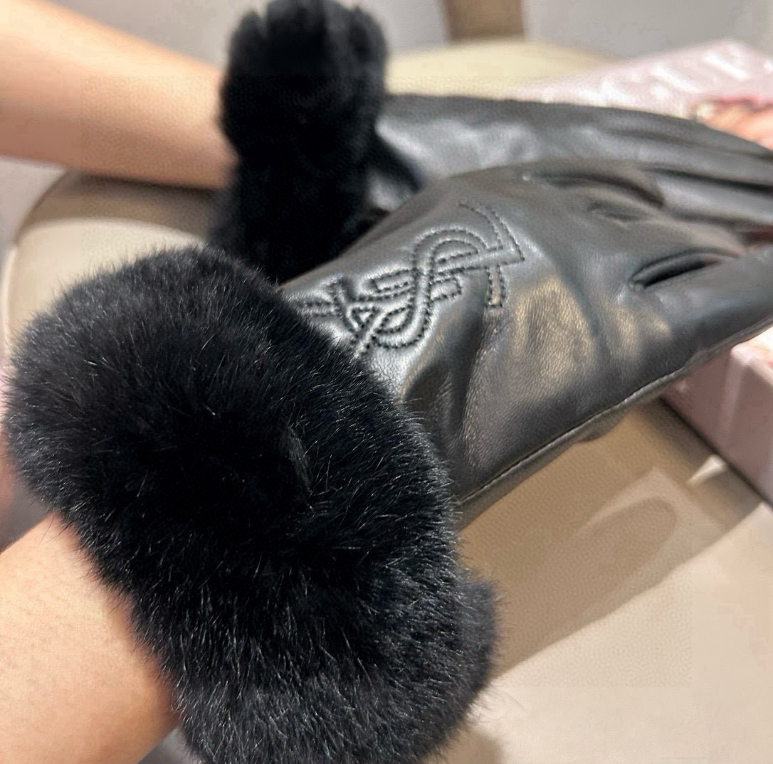 2025新款独家首发‼圣罗兰YLS懒兔🐰毛触屏女款手套【原单品质】官网同步女士新款高档羊皮手套🎉🎉女神首