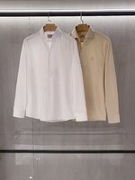 Hermes Clothing Shirts & Blouses Embroidery Men Cotton Spring Collection Long Sleeve