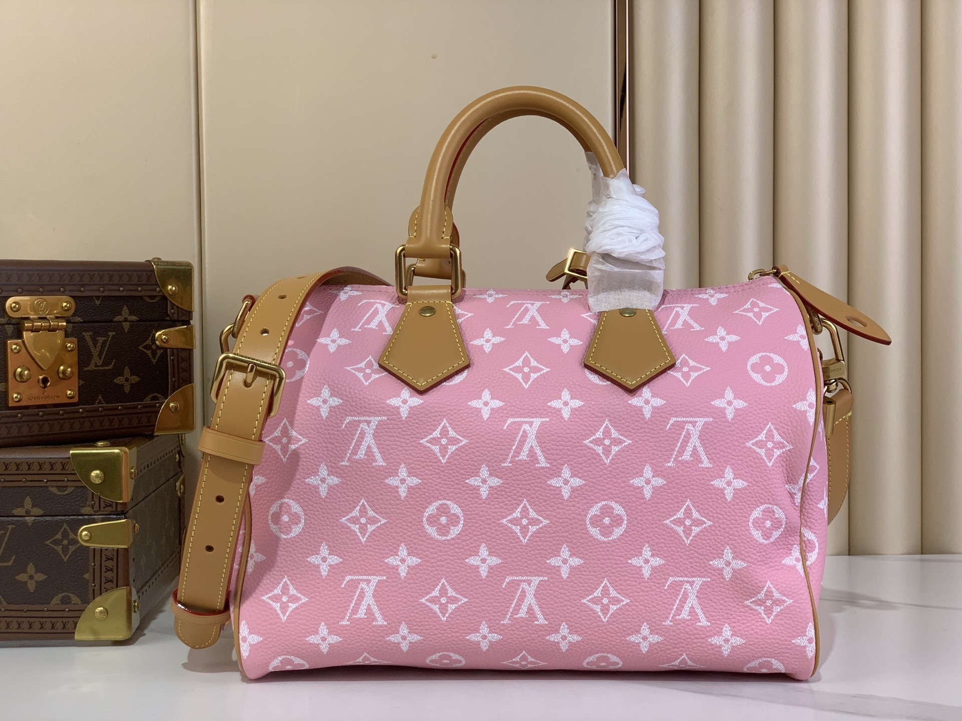 【SPEEDY BANDOULIÈRE30 手袋 】M14064粉色(全皮)本款 Speedy Band