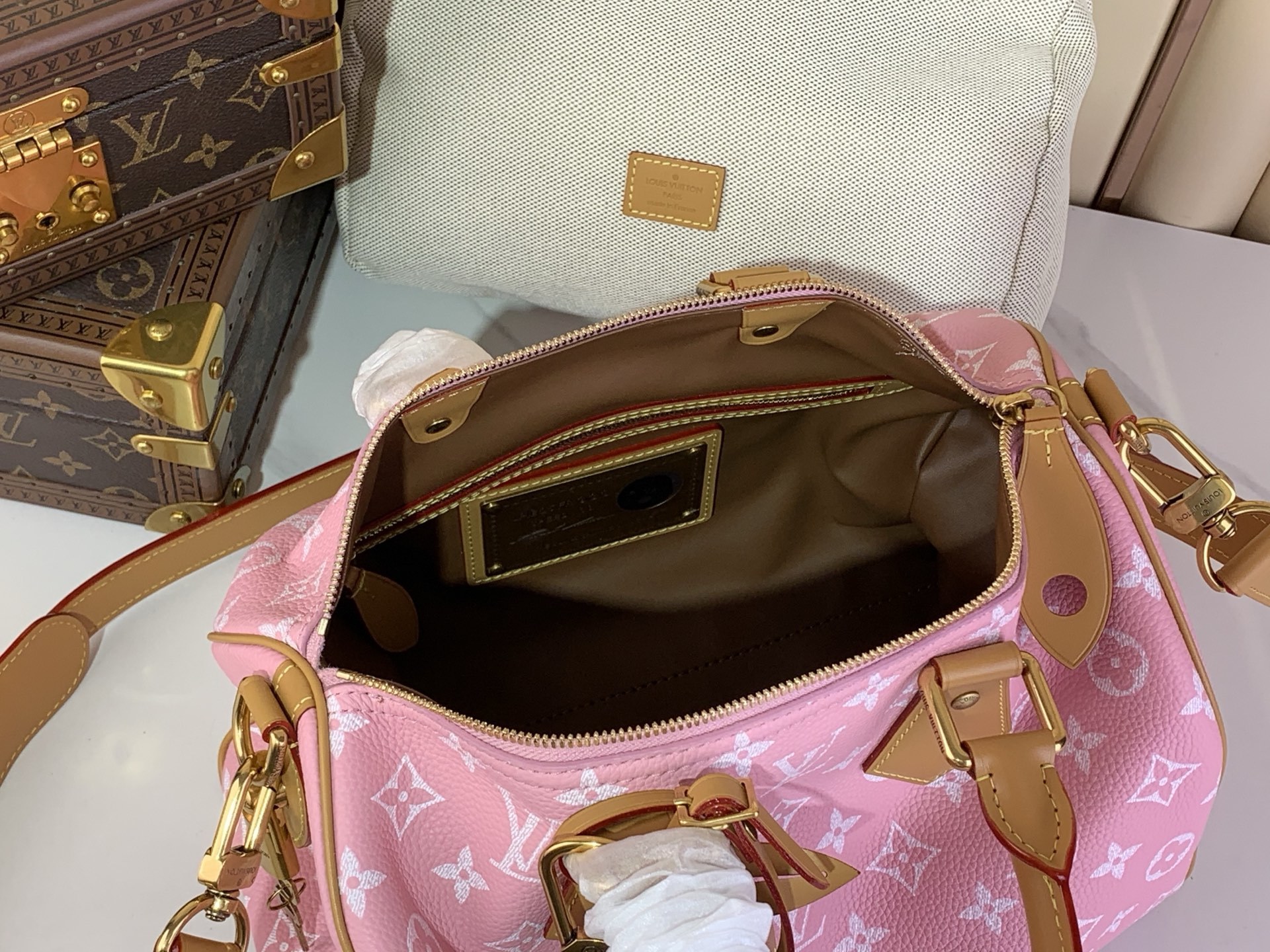 【SPEEDY BANDOULIÈRE30 手袋 】M14064粉色(全皮)本款 Speedy Band