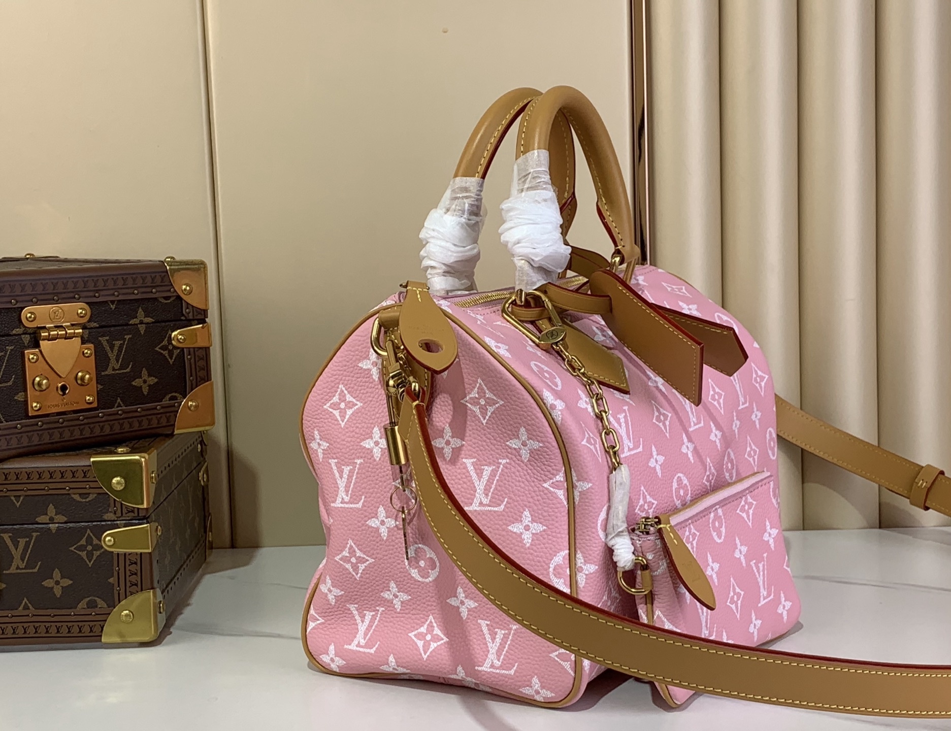 【SPEEDY BANDOULIÈRE30 手袋 】M14064粉色(全皮)本款 Speedy Band