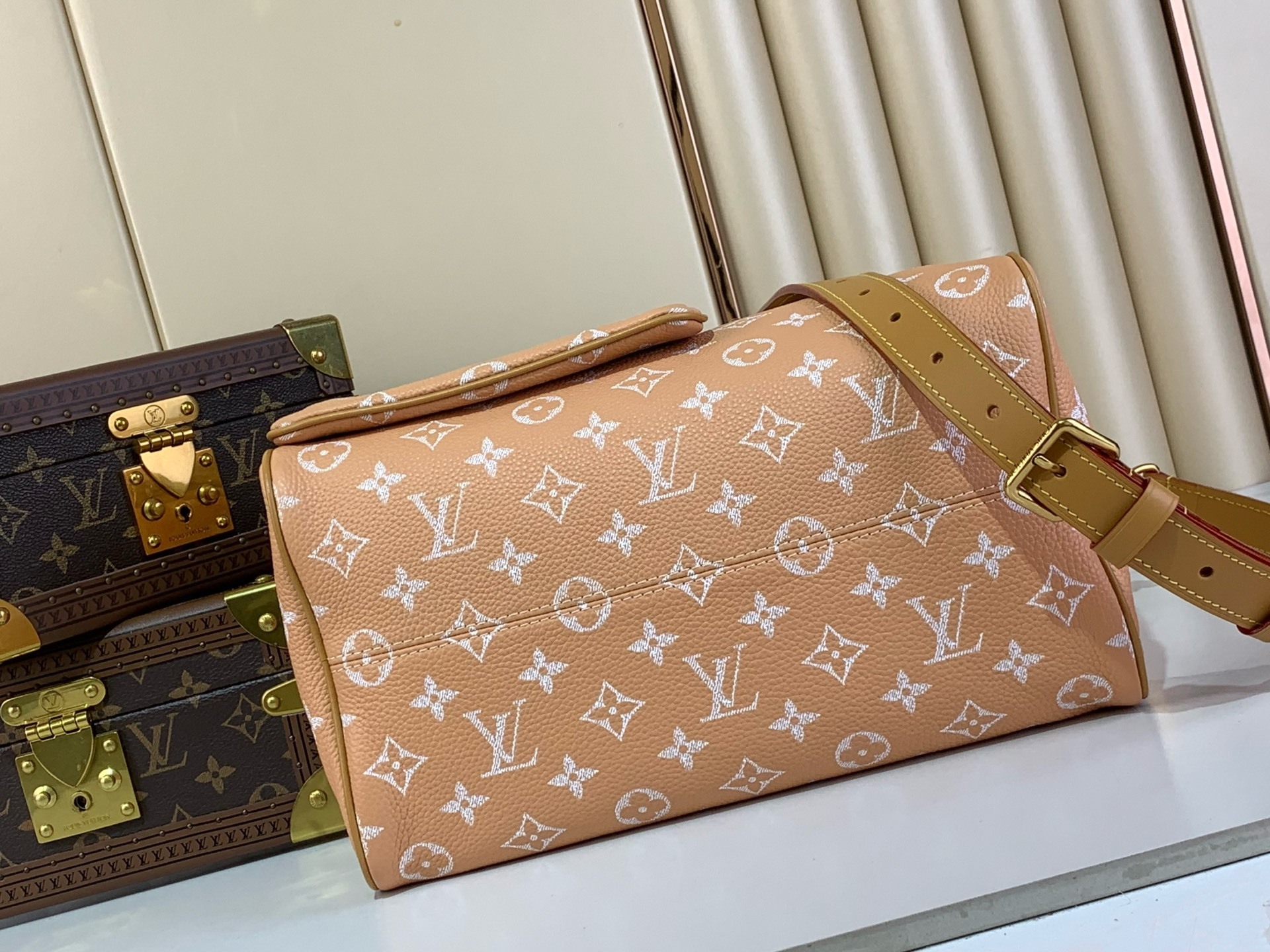 【SPEEDY BANDOULIÈRE30 手袋 】M14064柔和桃色(全皮)本款 Speedy Ba