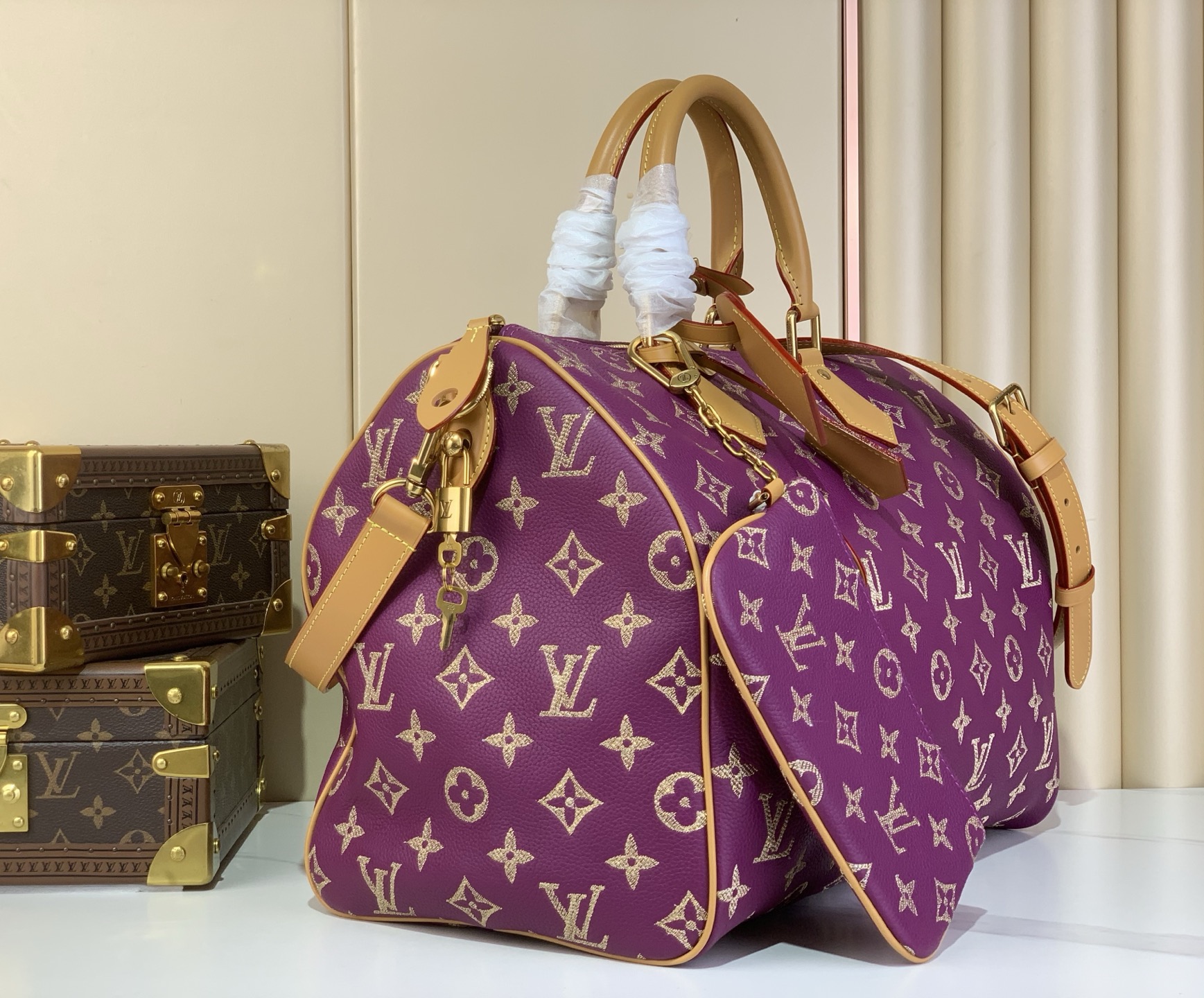 Louis Vuitton Speedy P9 Bandoulière 40 Purple Monogram Leather Satchel Bag 2 i1752490486947 5579 0 1