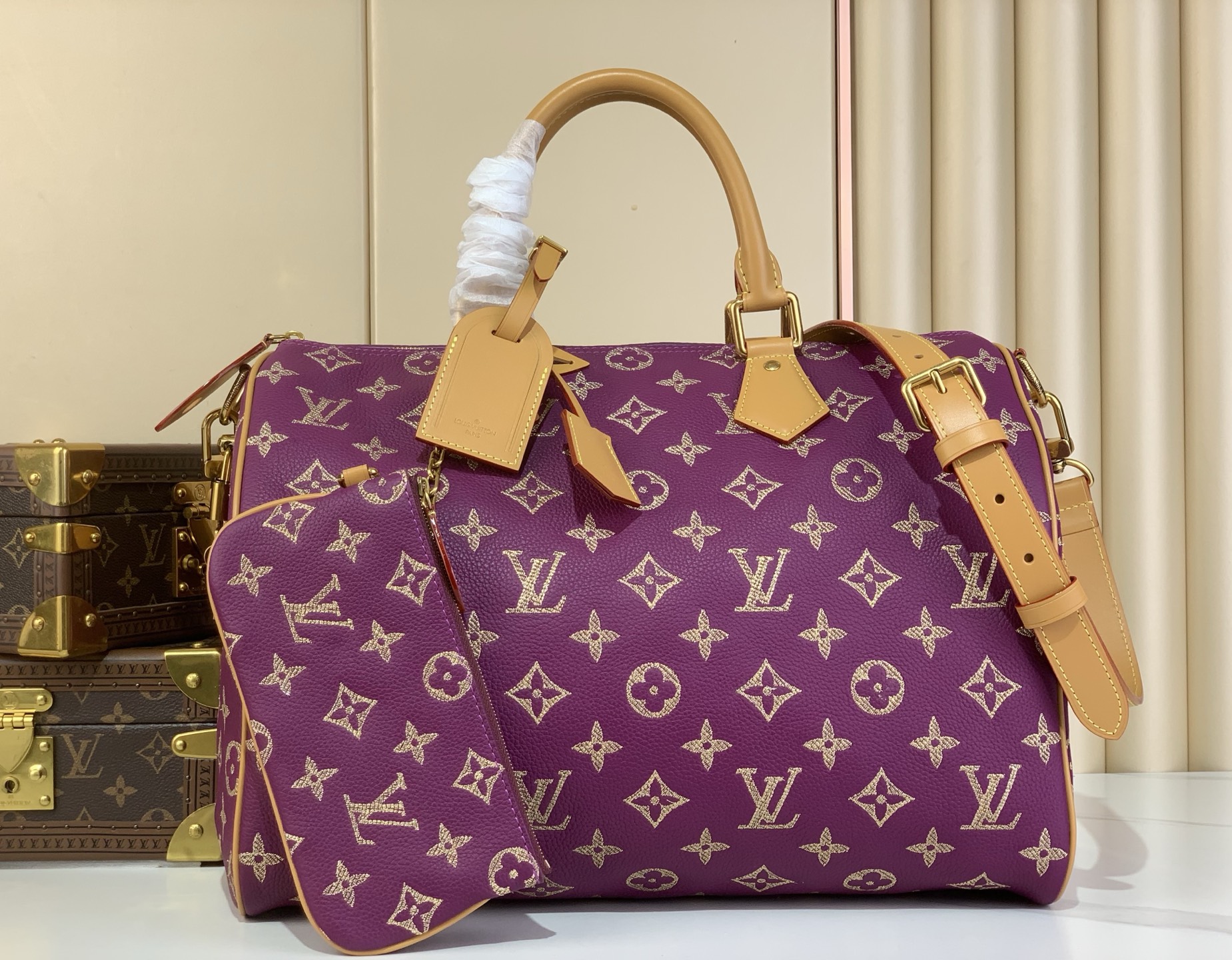 Louis Vuitton Speedy P9 Bandoulière 40 Purple Monogram Leather Satchel Bag 1 i1752490489958 2559 0 0