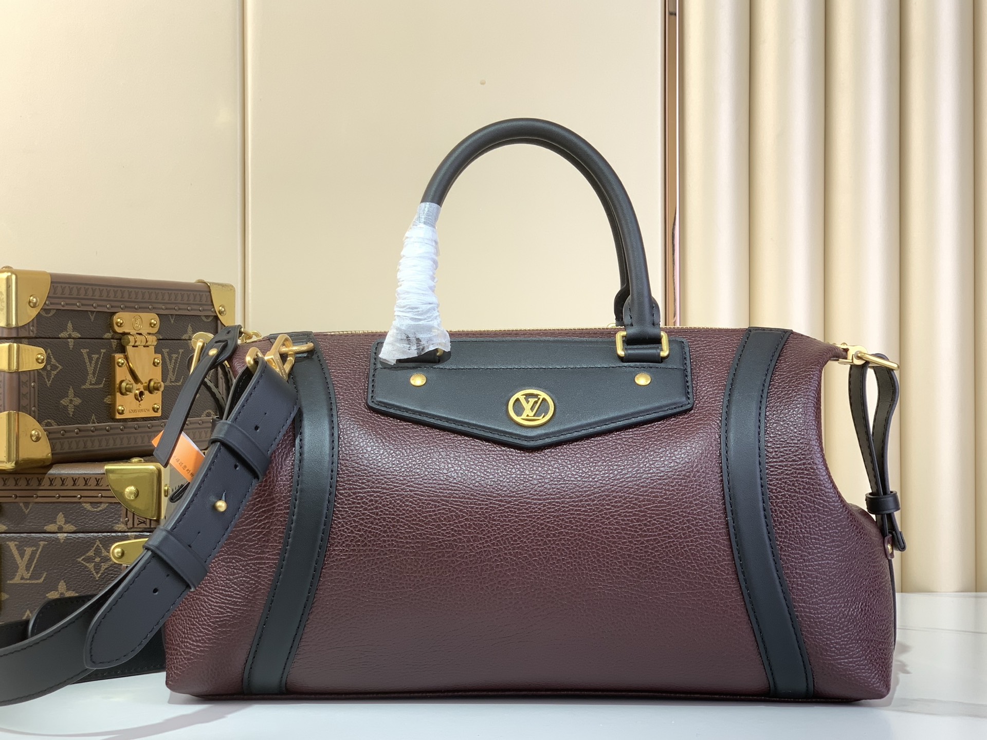 Louis Vuitton Biker Medium Handbag in Burgundy Leather with LV Circle