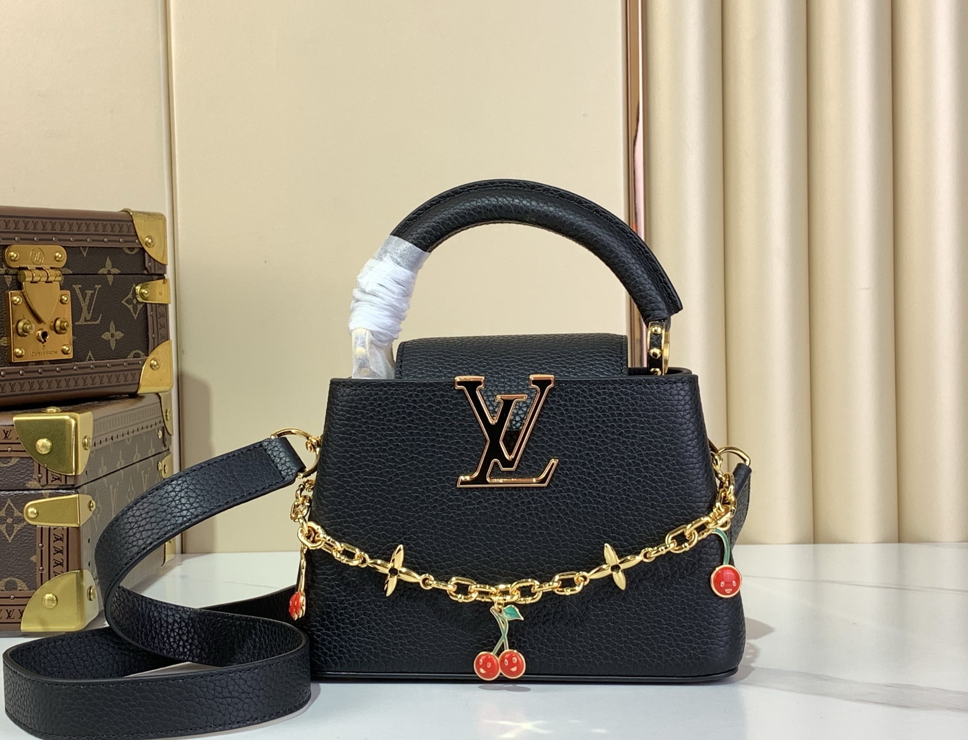 Louis Vuitton x TM Capucines Mini Black Taurillon Leather Chain Bag