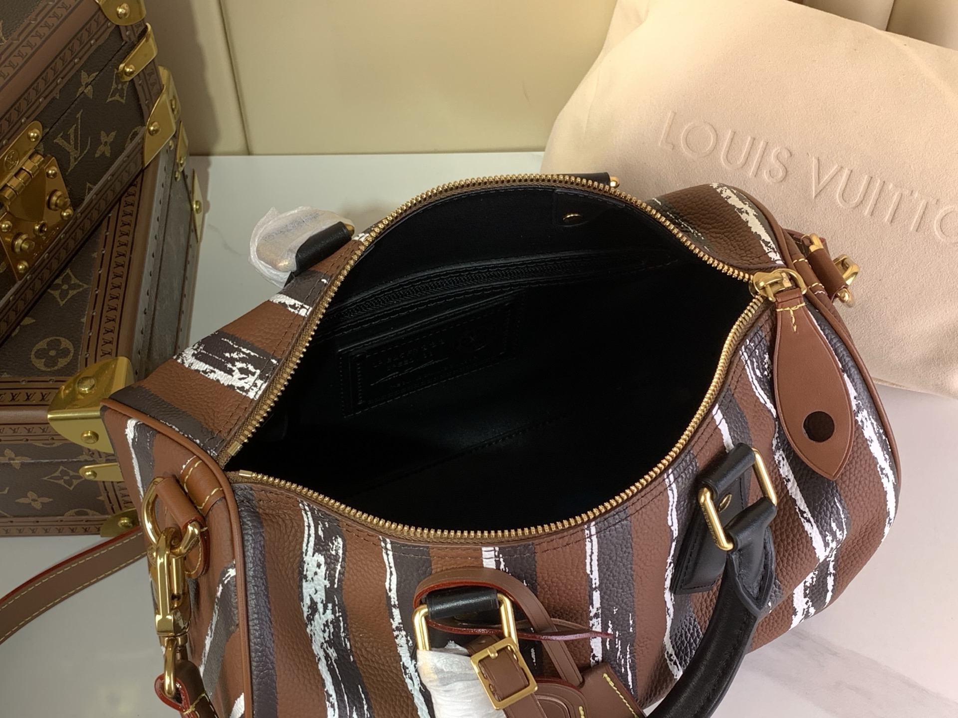 【SPEEDY BANDOULIÈRE30 手袋 】M14064咖啡(条纹)本款 Speedy Band