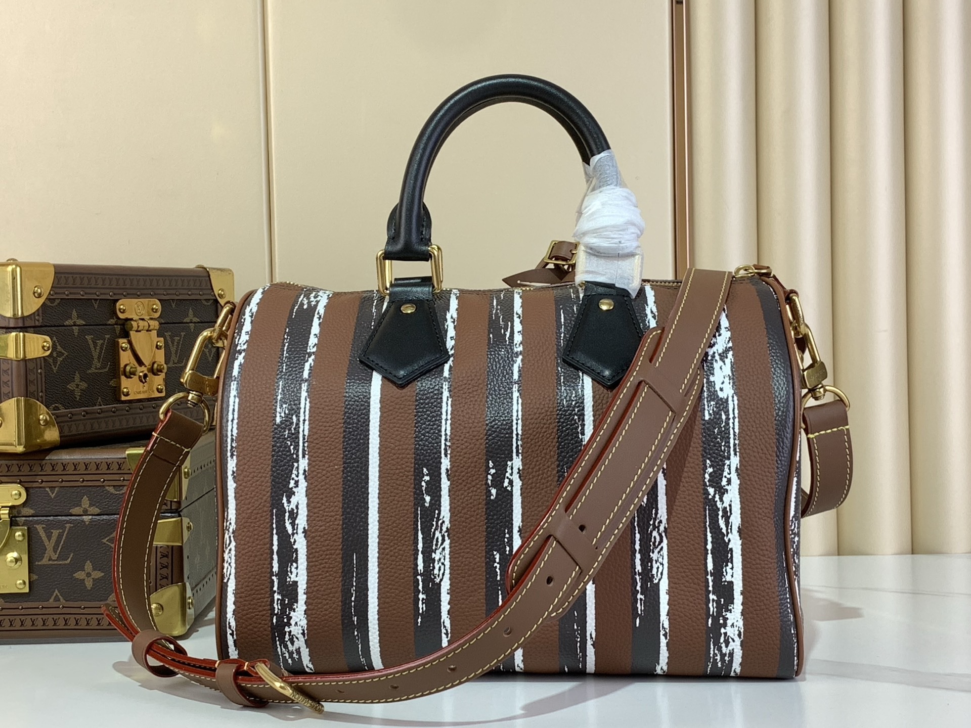 【SPEEDY BANDOULIÈRE30 手袋 】M14064咖啡(条纹)本款 Speedy Band