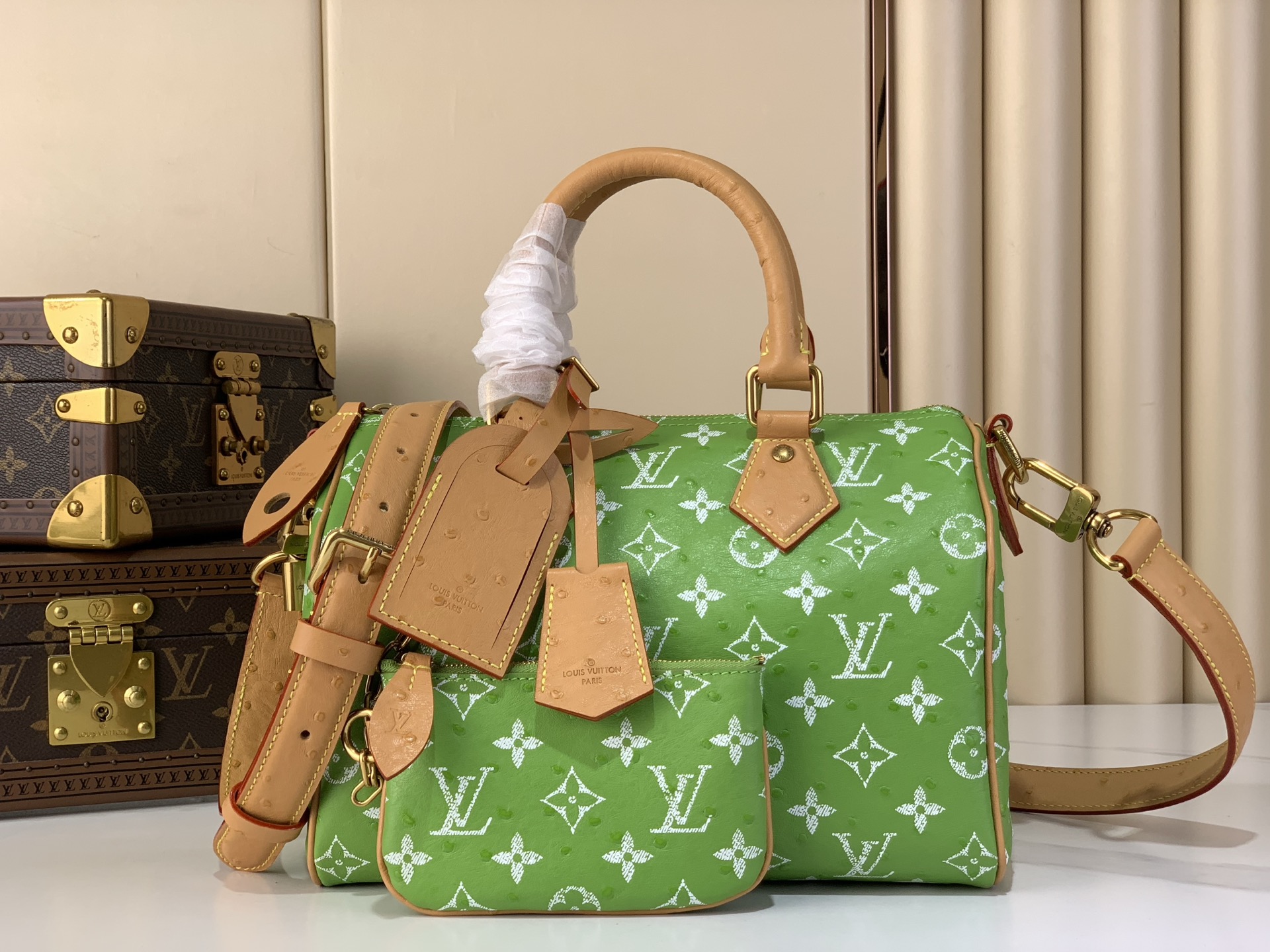 LV Style Beige Leather Top Handle Bag Lookbook Reference image 1