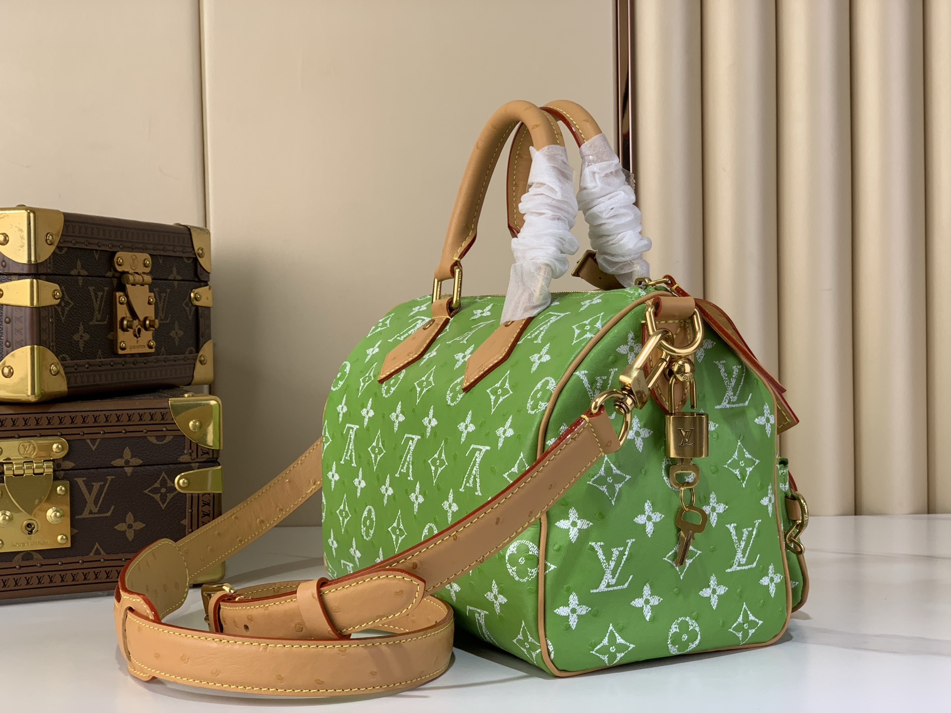 LV Style Beige Leather Top Handle Bag Lookbook Reference image 2