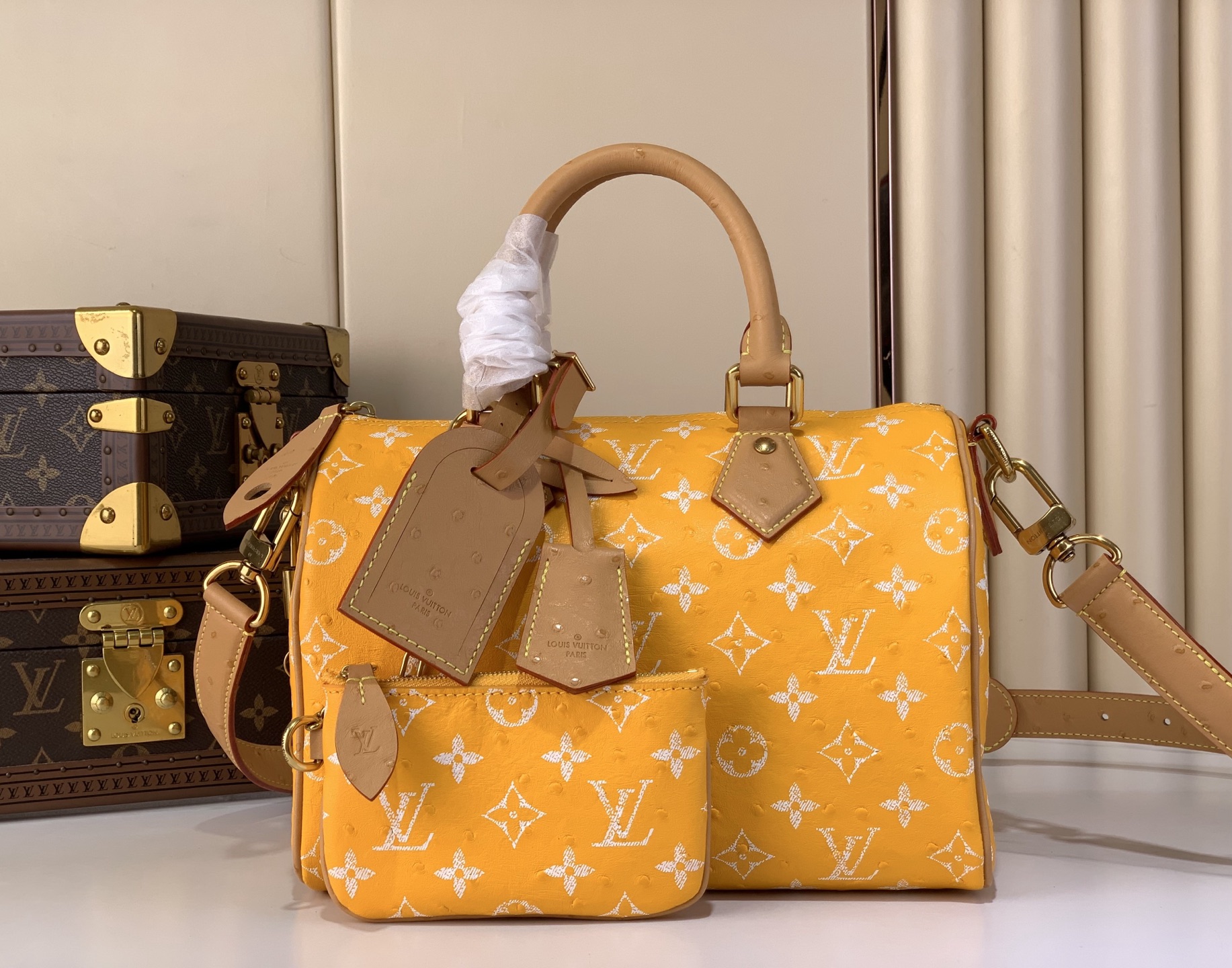 LV Style Beige Leather Top Handle Bag Lookbook Reference image 1