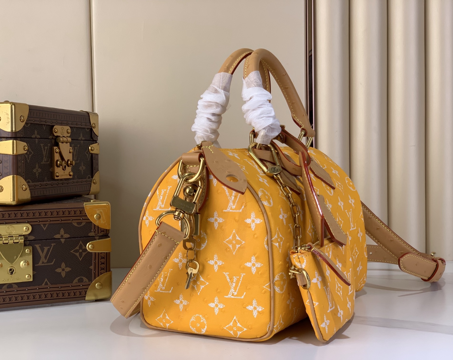LV Style Beige Leather Top Handle Bag Lookbook Reference image 2