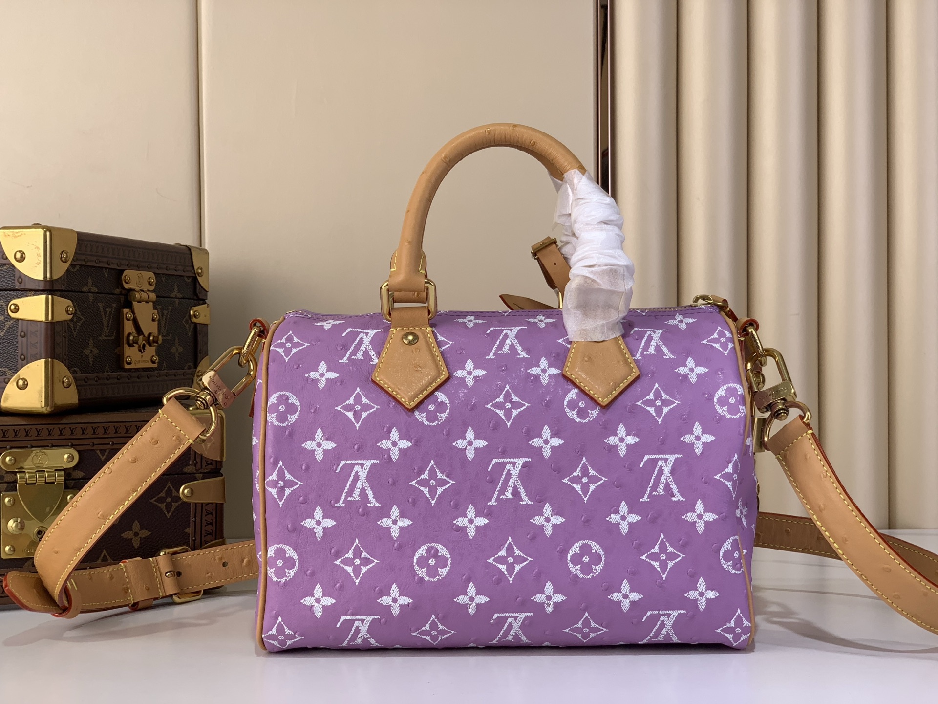 LV Style Beige Leather Top Handle Bag Lookbook Reference image 2