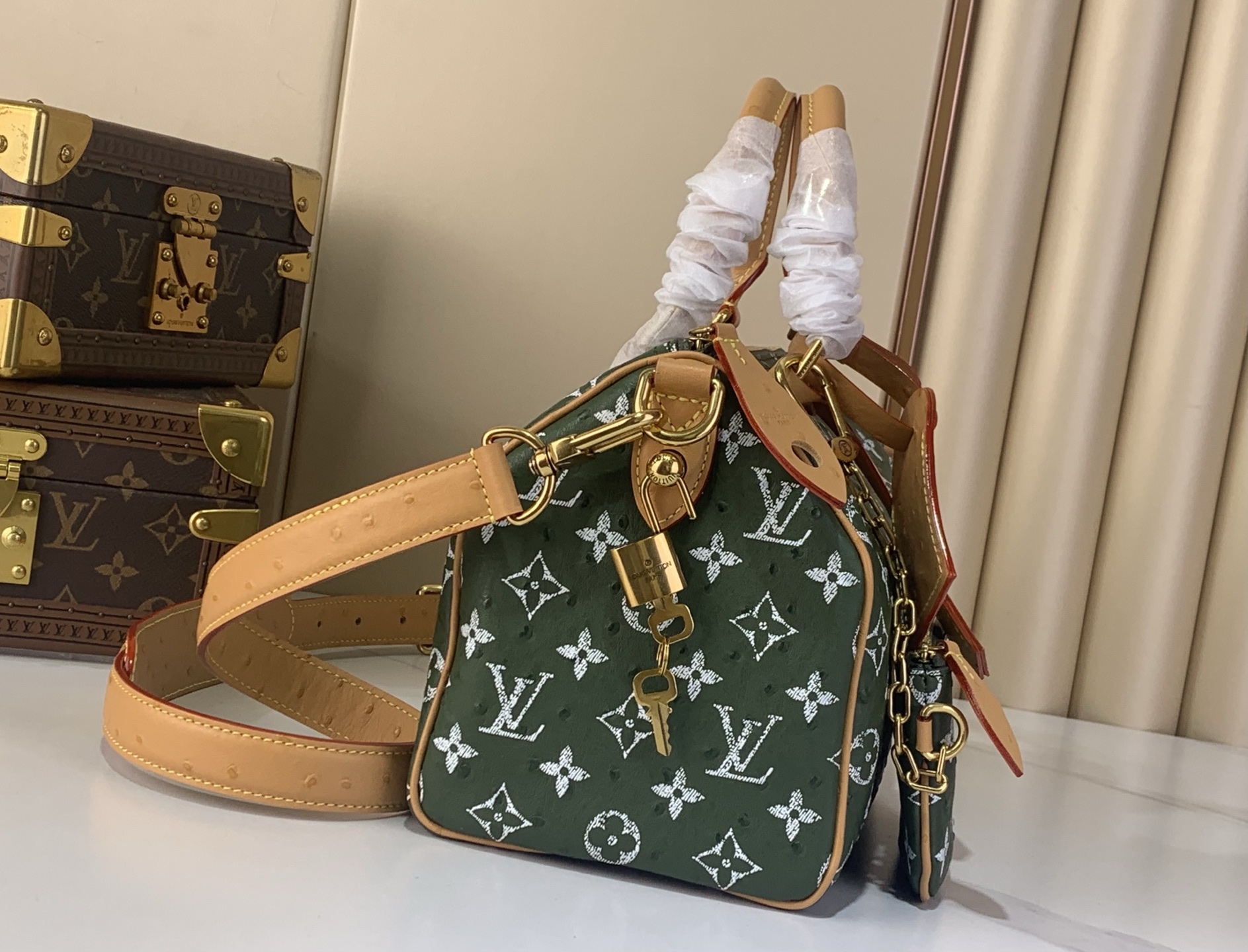 LV Style Beige Leather Top Handle Bag Lookbook Reference image 2