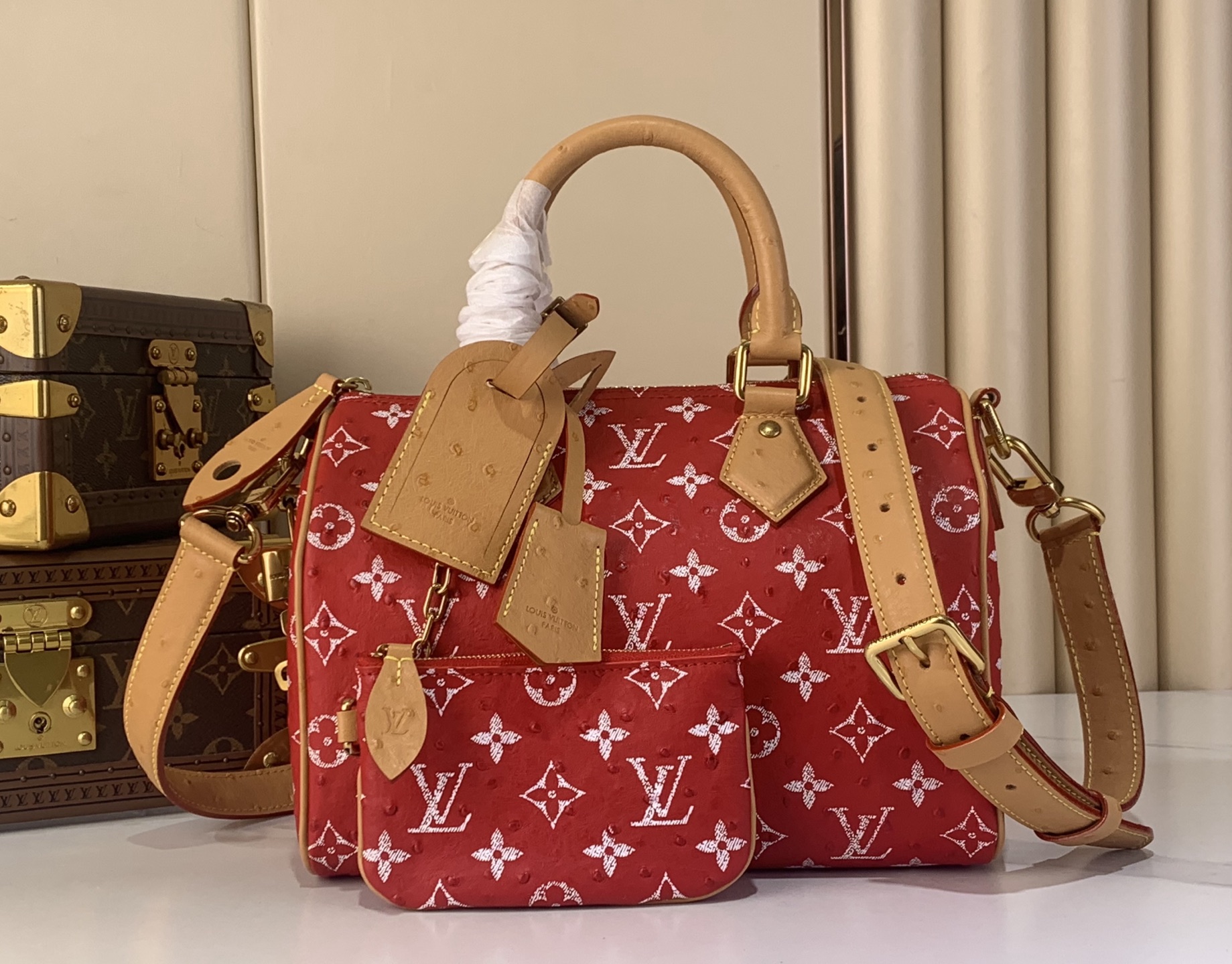 LV Style Beige Leather Top Handle Bag Lookbook Reference image 1