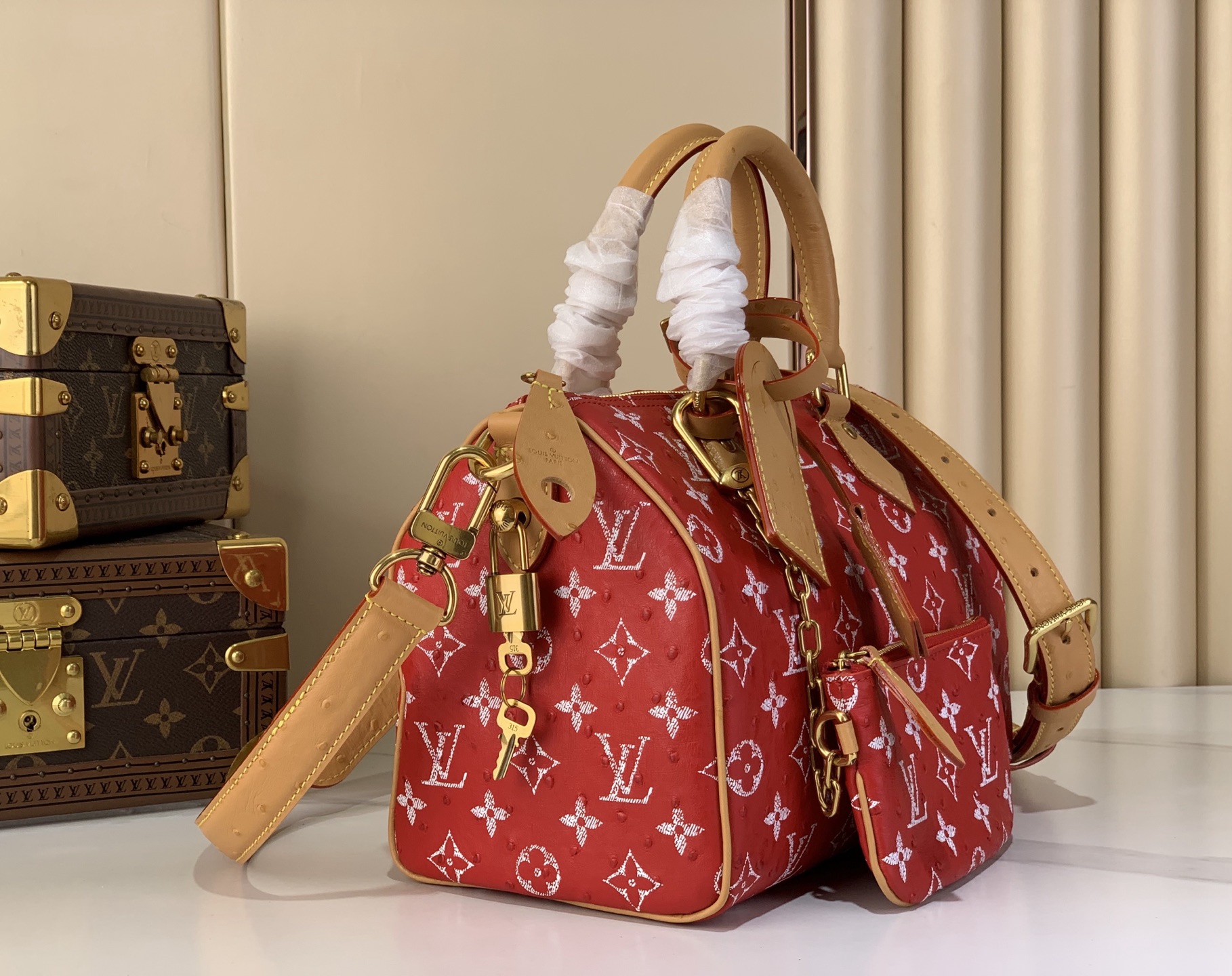 LV Style Beige Leather Top Handle Bag Lookbook Reference image 2