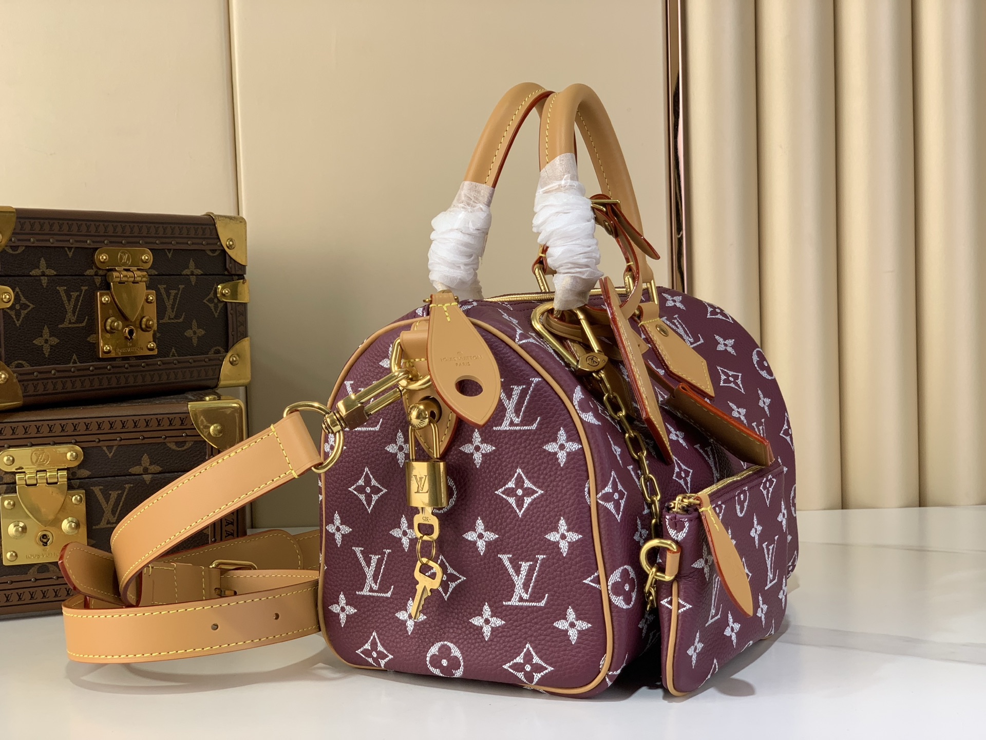 LV Style Beige Leather Top Handle Bag Lookbook Reference image 2