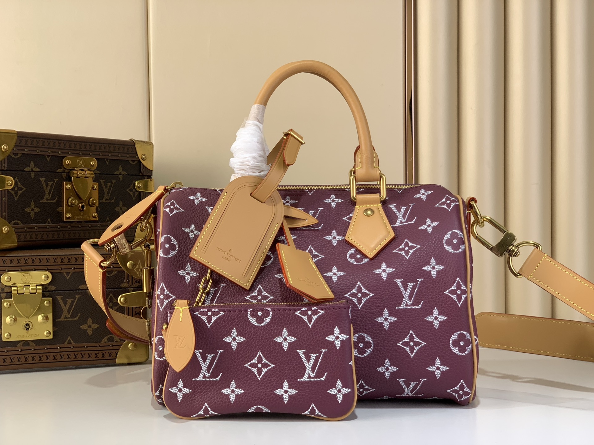 LV Style Beige Leather Top Handle Bag Lookbook Reference image 1