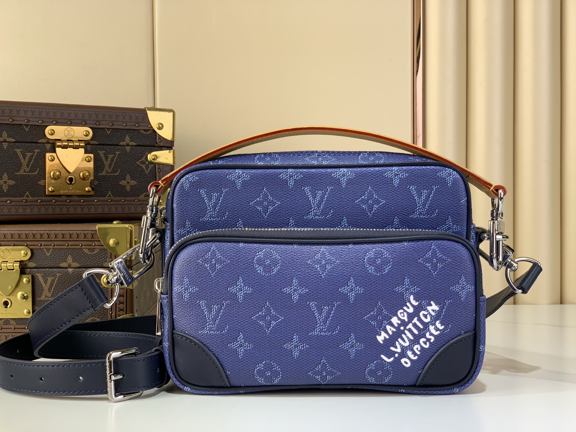 LV Style Beige Leather Top Handle Bag Lookbook Reference image 1