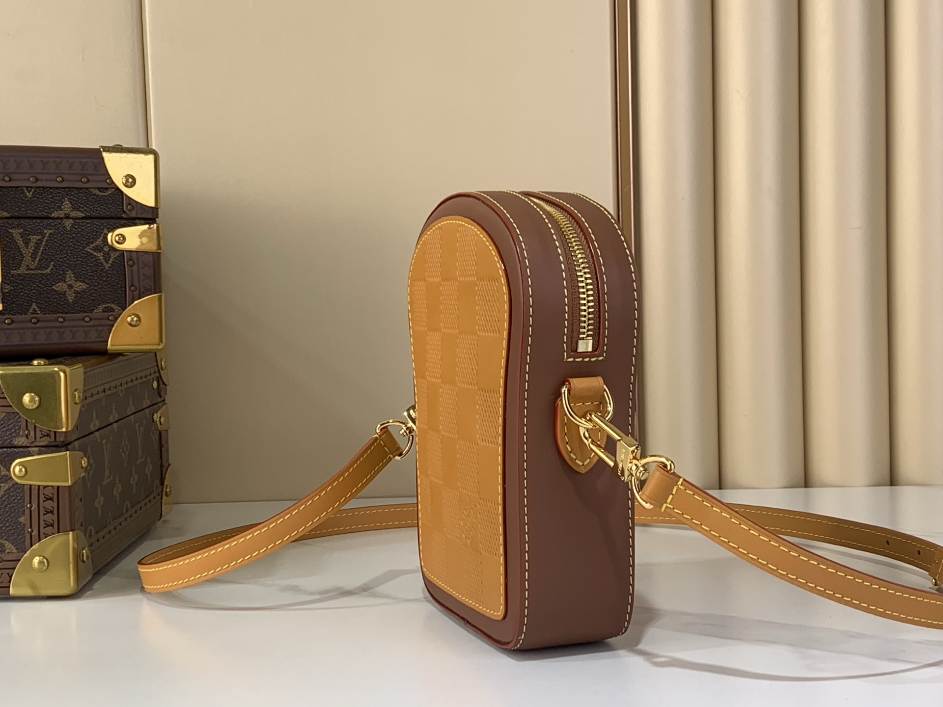 LV Style Brown Leather Top Handle Bag Lookbook Reference image 2