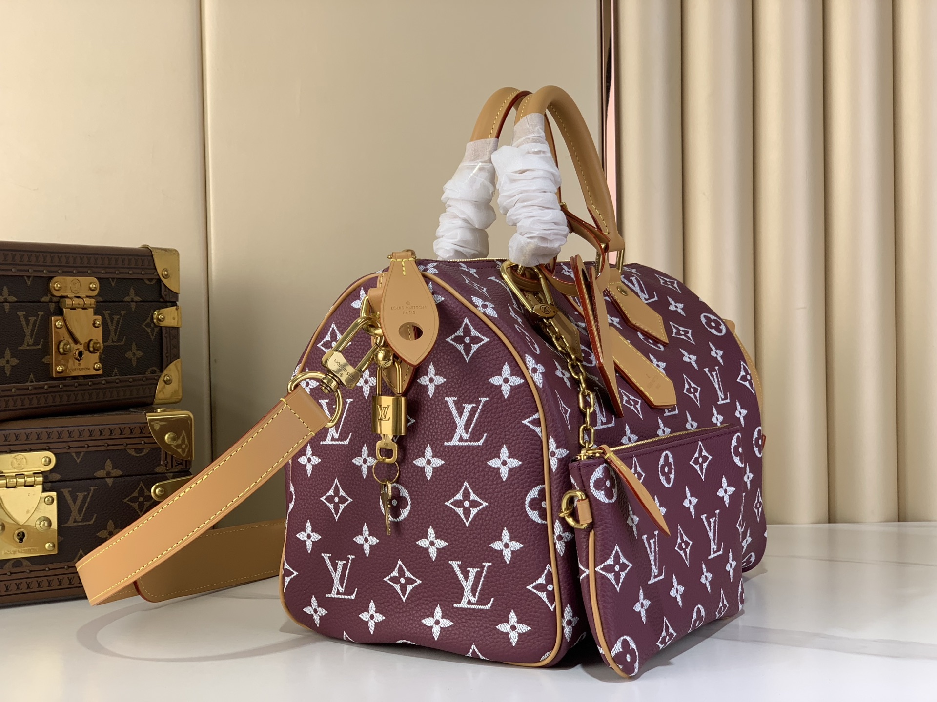 LV Style Beige Leather Top Handle Bag Lookbook Reference image 2