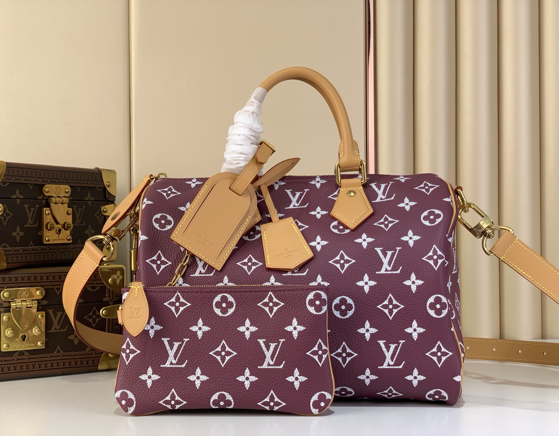 LV Style Beige Leather Top Handle Bag Lookbook Reference image 1