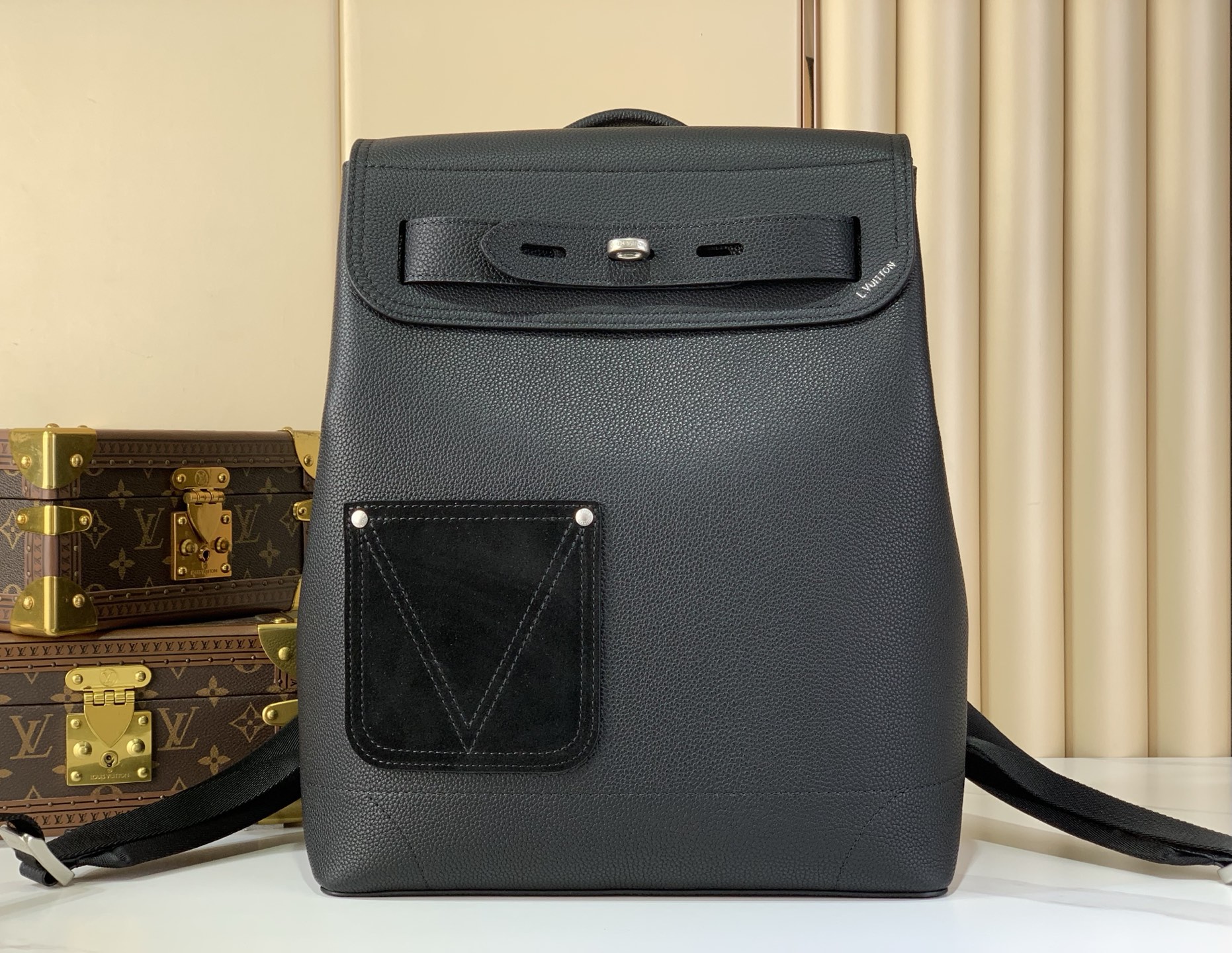 LV Style Black Leather Backpack Lookbook Reference image 1
