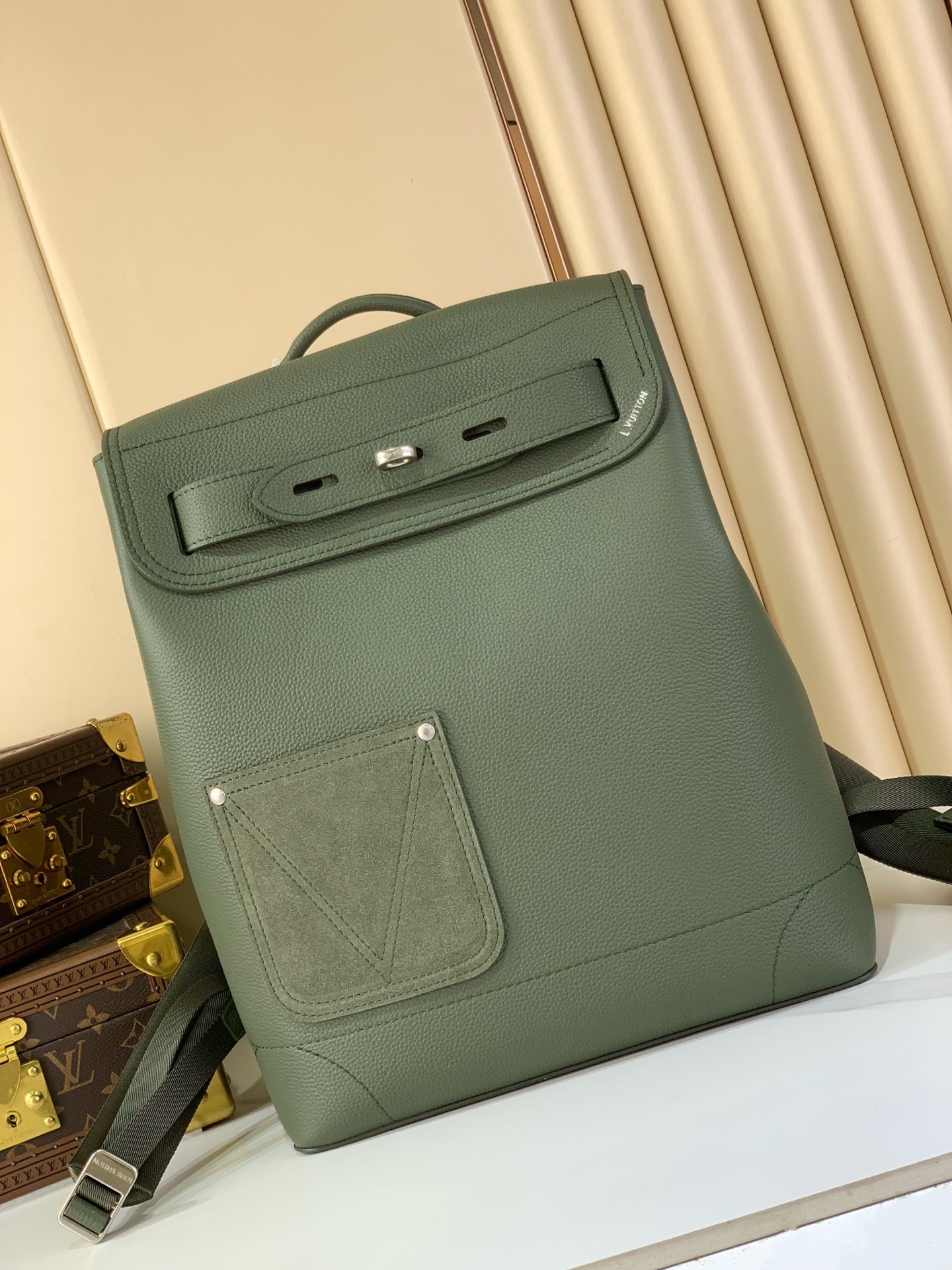 LV Style Beige Leather Backpack Lookbook Reference image 1