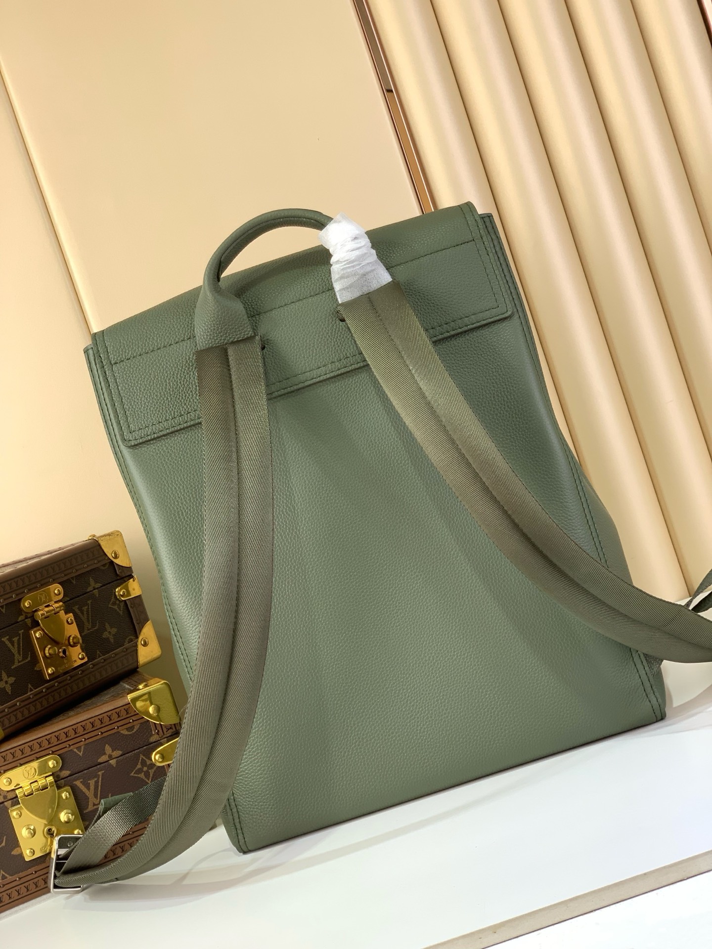 LV Style Beige Leather Backpack Lookbook Reference image 2