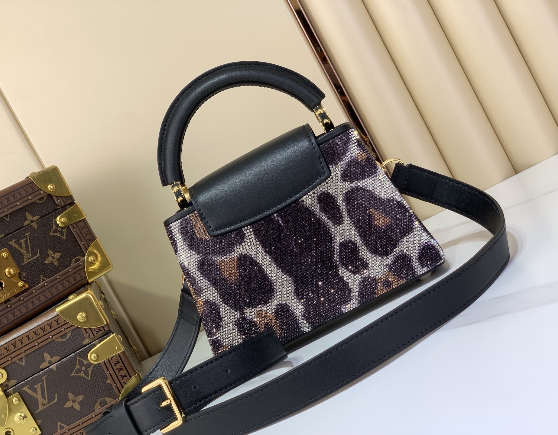 Louis Vuitton Capucines Mini Leopard print with black leather mini crossbody everyday
