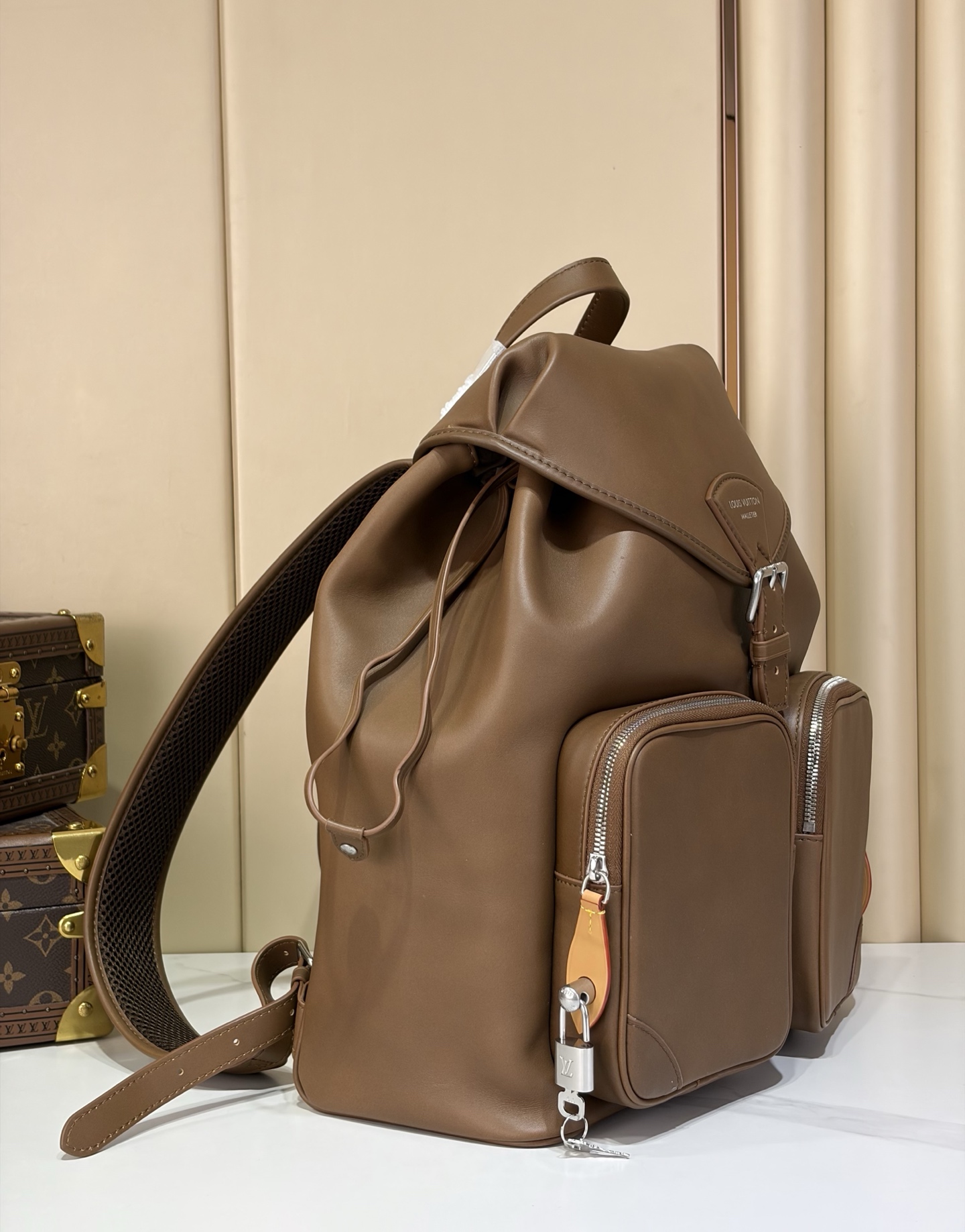 Louis Vuitton Montsouris Cargo Brown leather backpack shoulder