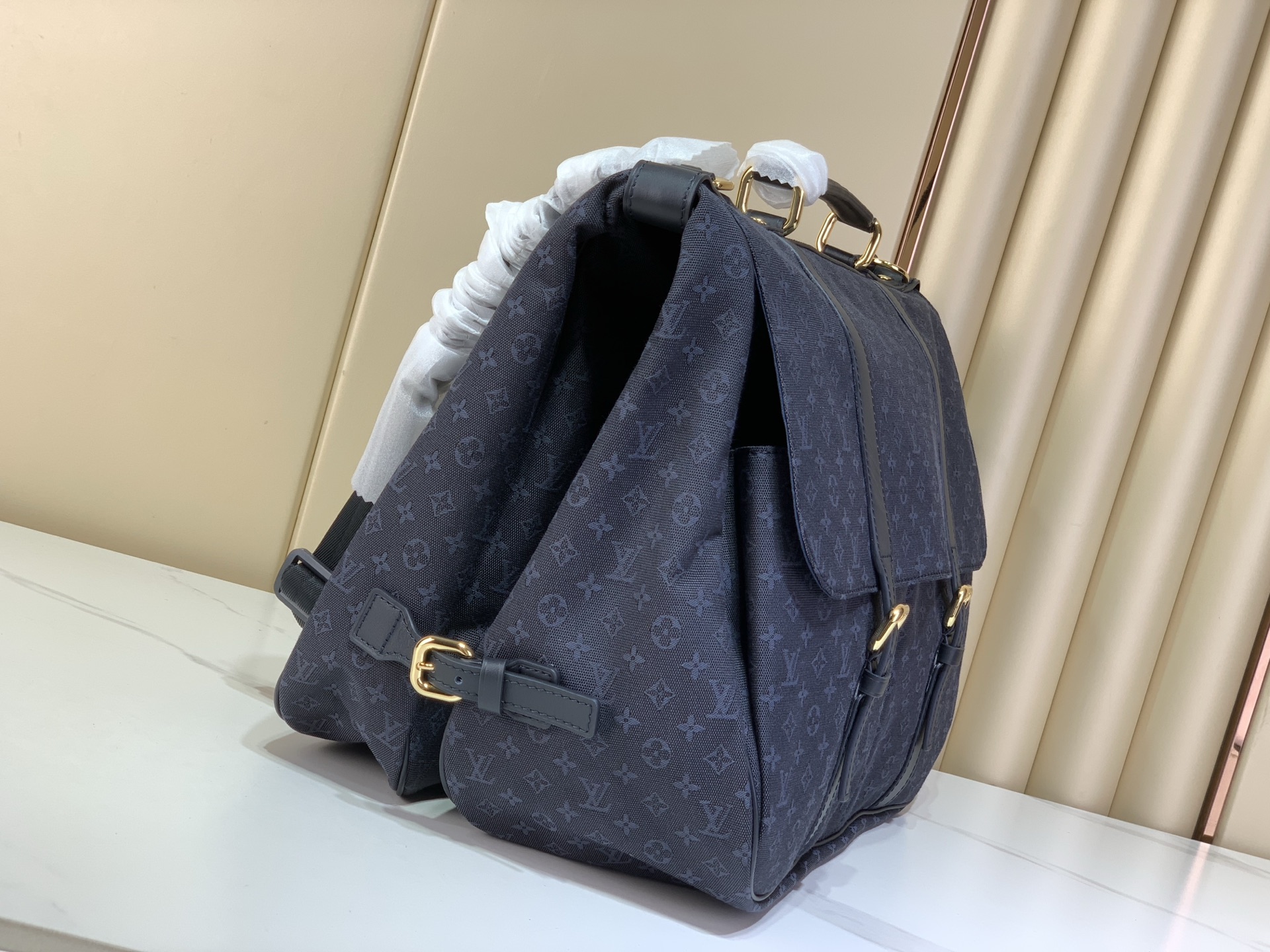 【顶级原单 SAUMUR 中古大号双子星手袋】M42313蓝色（丹宁牛仔） 狩猎包双子星大号手袋带手柄 SAUMUR大号