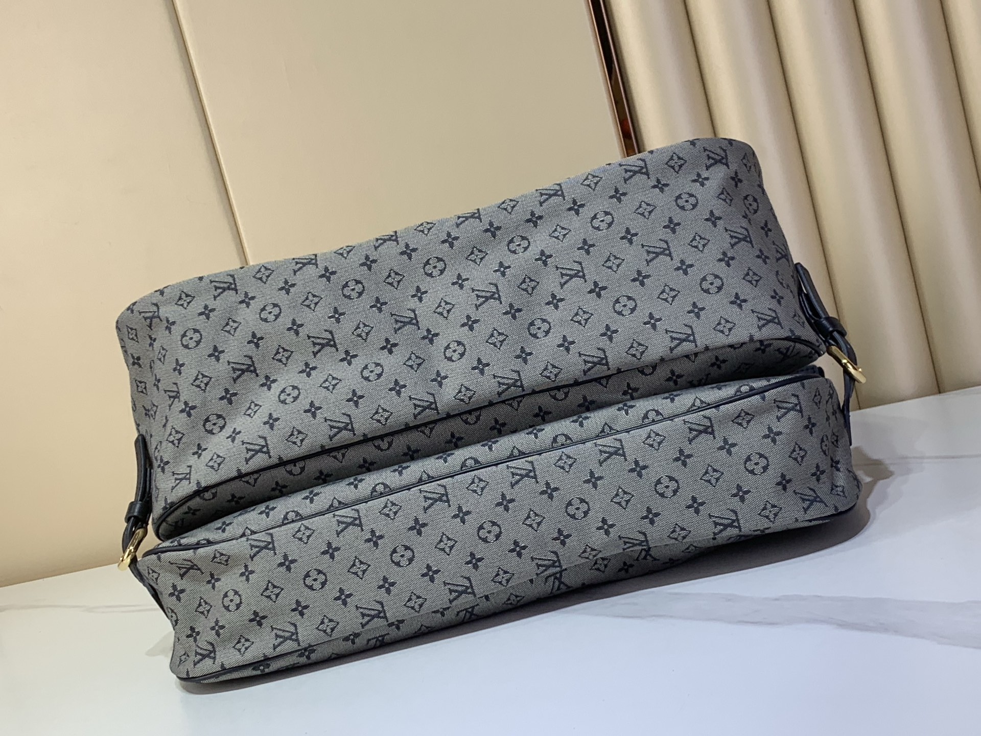 【顶级原单 SAUMUR 中古大号双子星手袋】M42313蓝白色（丹宁牛仔） 狩猎包双子星大号手袋带手柄 SAUMUR大