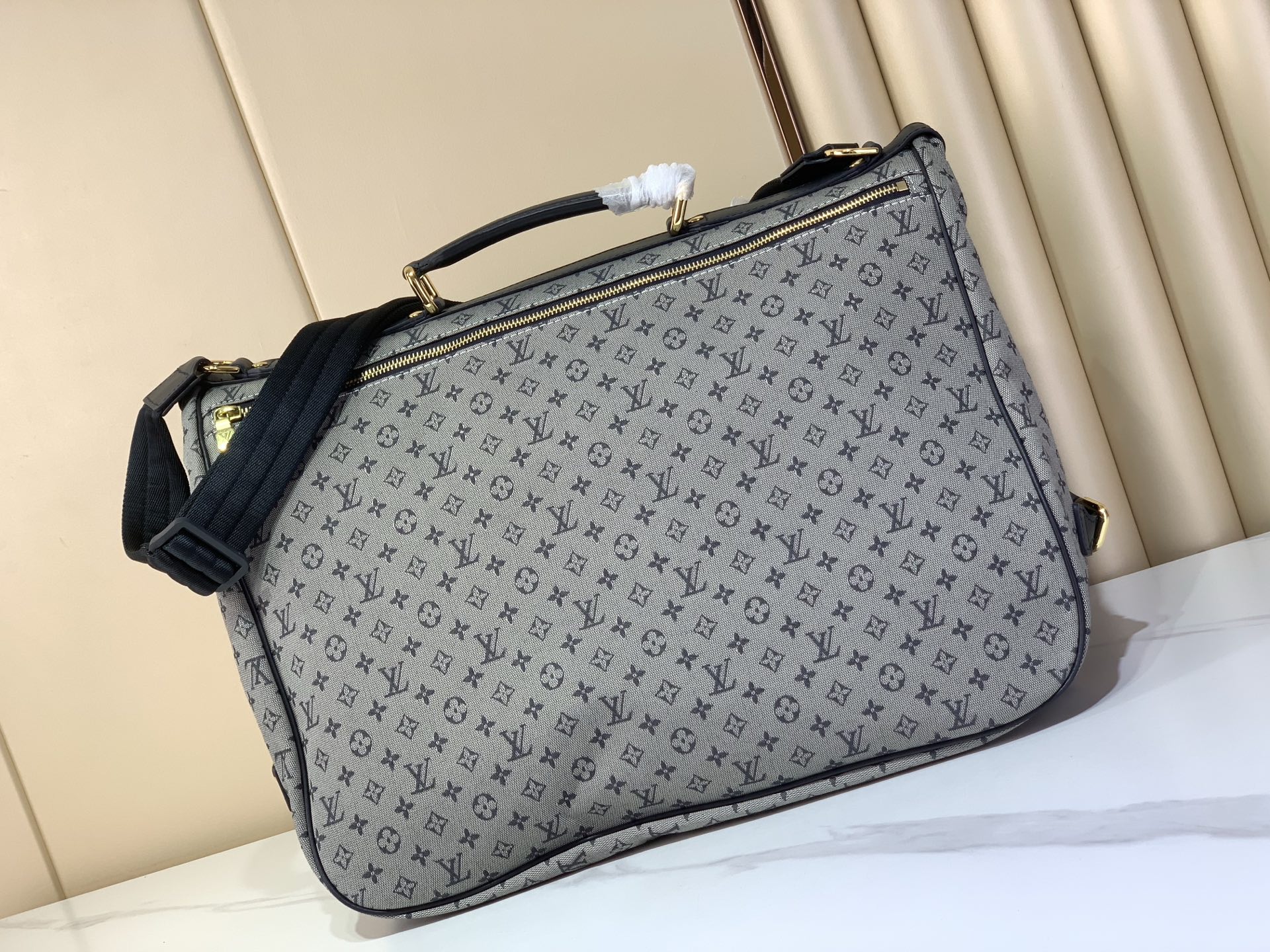 【顶级原单 SAUMUR 中古大号双子星手袋】M42313蓝白色（丹宁牛仔） 狩猎包双子星大号手袋带手柄 SAUMUR大