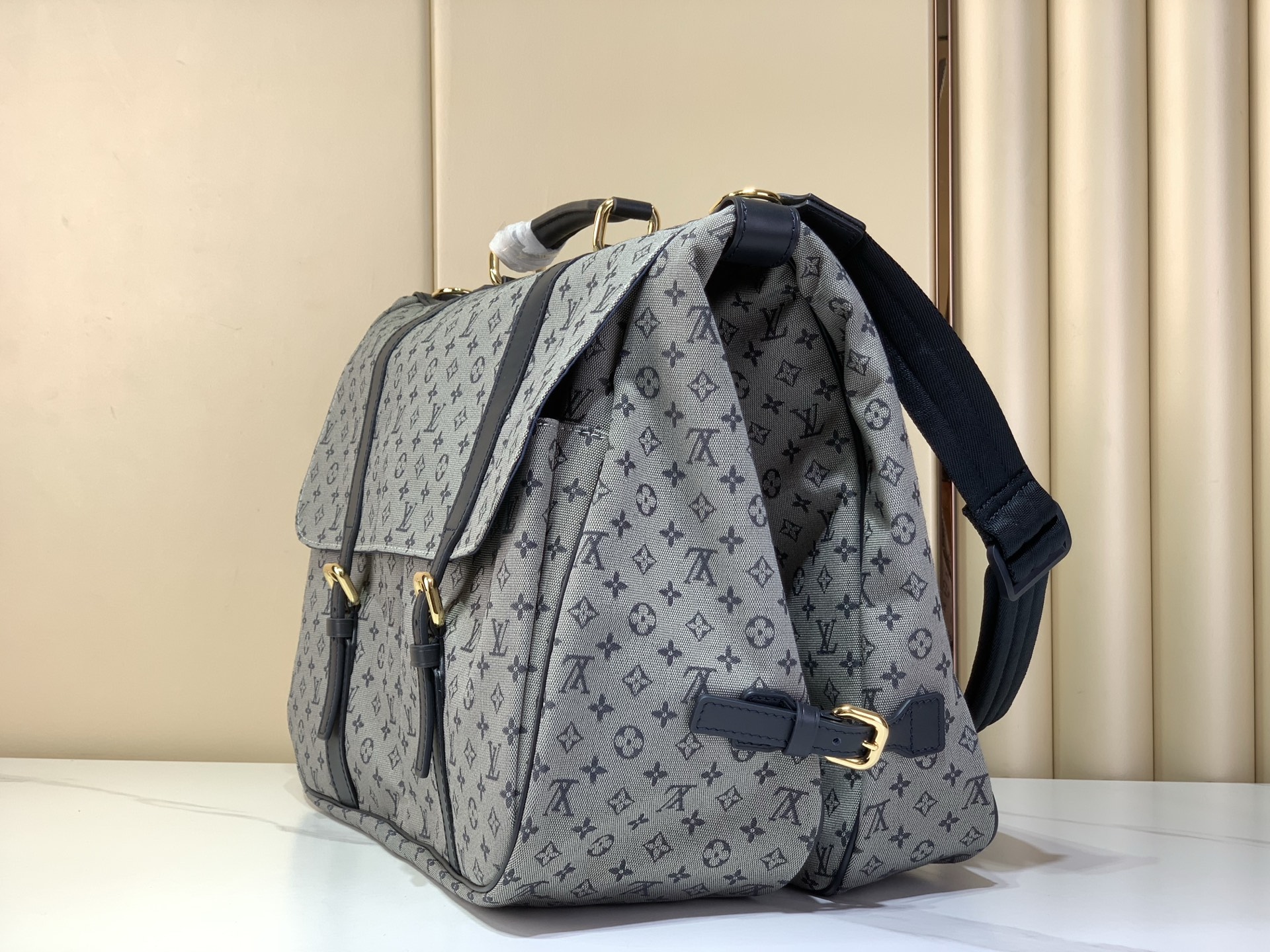 【顶级原单 SAUMUR 中古大号双子星手袋】M42313蓝白色（丹宁牛仔） 狩猎包双子星大号手袋带手柄 SAUMUR大
