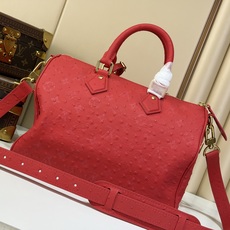 【顶级原单 SPEEDY BANDOULIÈRE 30 手袋 】M24426 玫红色/牛皮压鸵鸟纹 本款 Speedy 【顶级原单 SPEEDY BANDOULIÈRE 30 手袋 】M24426 玫红色/牛皮压鸵鸟纹 本款 Speedy