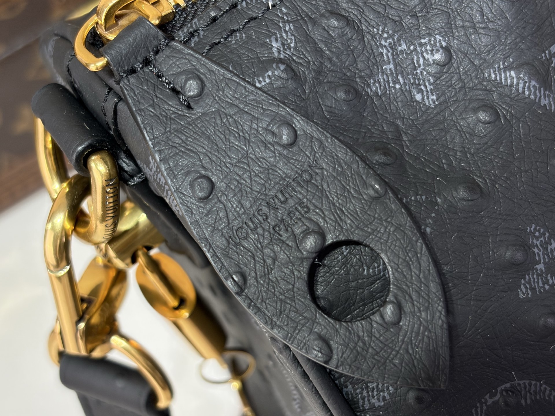 【顶级原单 SPEEDY BANDOULIÈRE 30 手袋 】M24426 黑色/牛皮压鸵鸟纹 本款 Speedy 【顶级原单 SPEEDY BANDOULIÈRE 30 手袋 】M24426 黑色/牛皮压鸵鸟纹 本款 Speedy