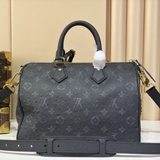 【顶级原单 SPEEDY BANDOULIÈRE 30 手袋 】M24426 黑色/牛皮压鸵鸟纹 本款 Speedy 【顶级原单 SPEEDY BANDOULIÈRE 30 手袋 】M24426 黑色/牛皮压鸵鸟纹 本款 Speedy