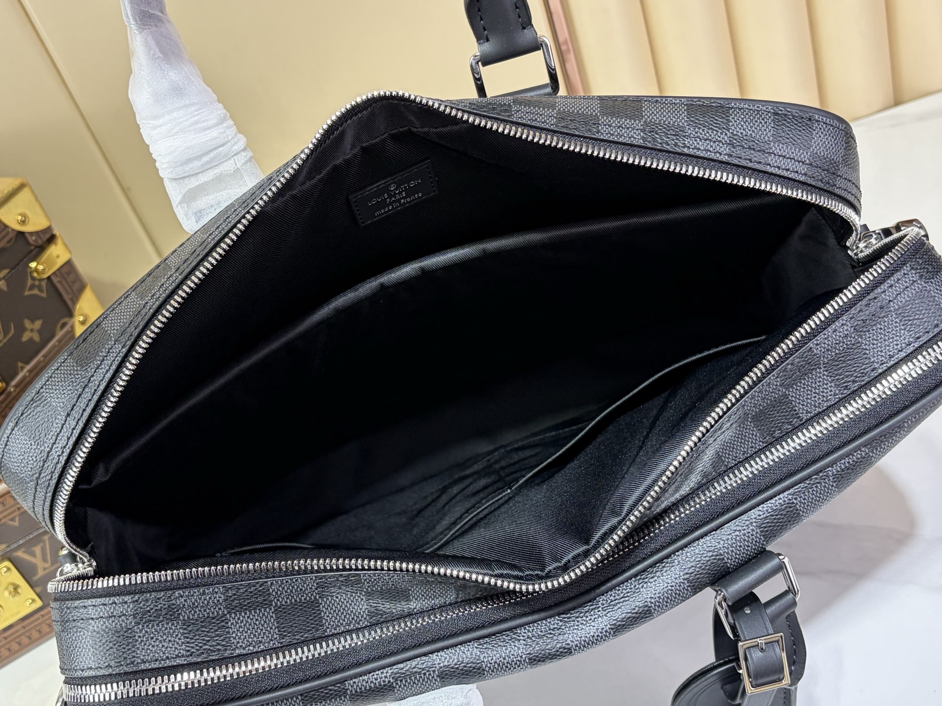 【顶级原单 VOYAGE 公文包-双拉链  】N40485 黑格 Voyage 大号公文包在经典 Attaché 公文包