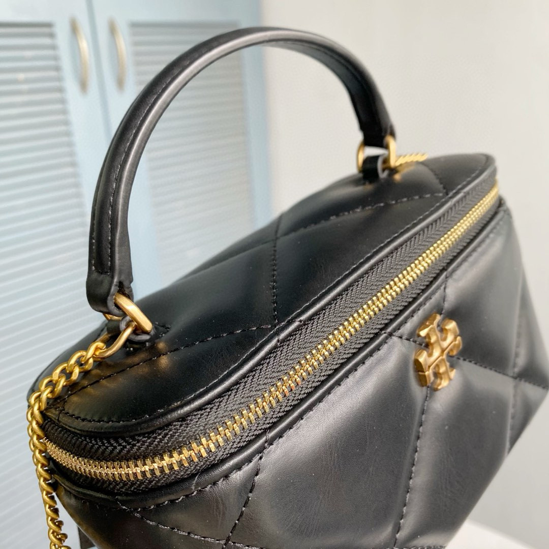 Tory Burch ～Tory Burch新款Kira化妆盒子包 牛皮材质柔软经久耐用 菱格形绗缝立体蓬松