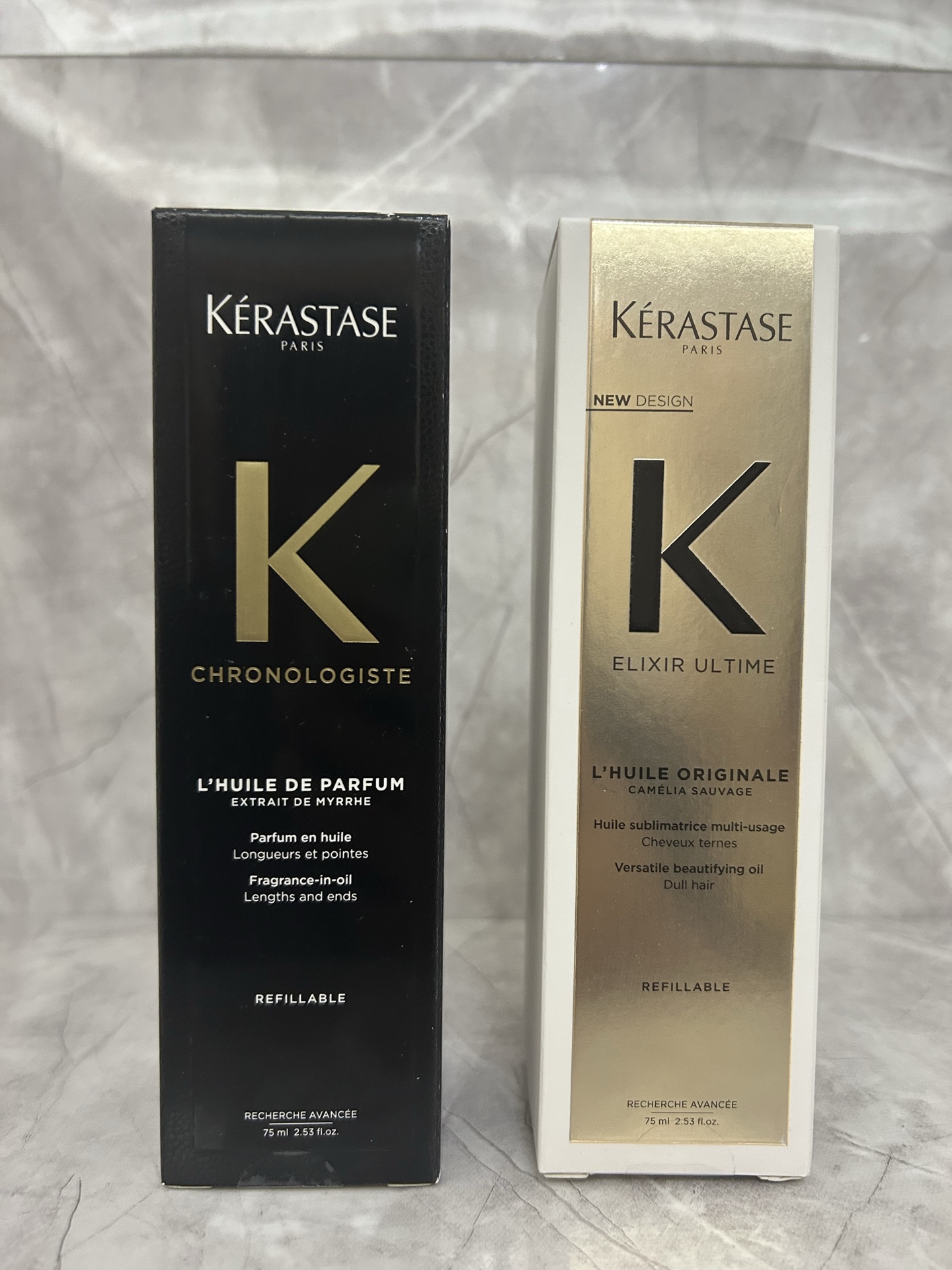 Aceite para el cabello Kérastase 25 versión 75ml! Eficacia: camelia dorada, diamante negro de origen marino.