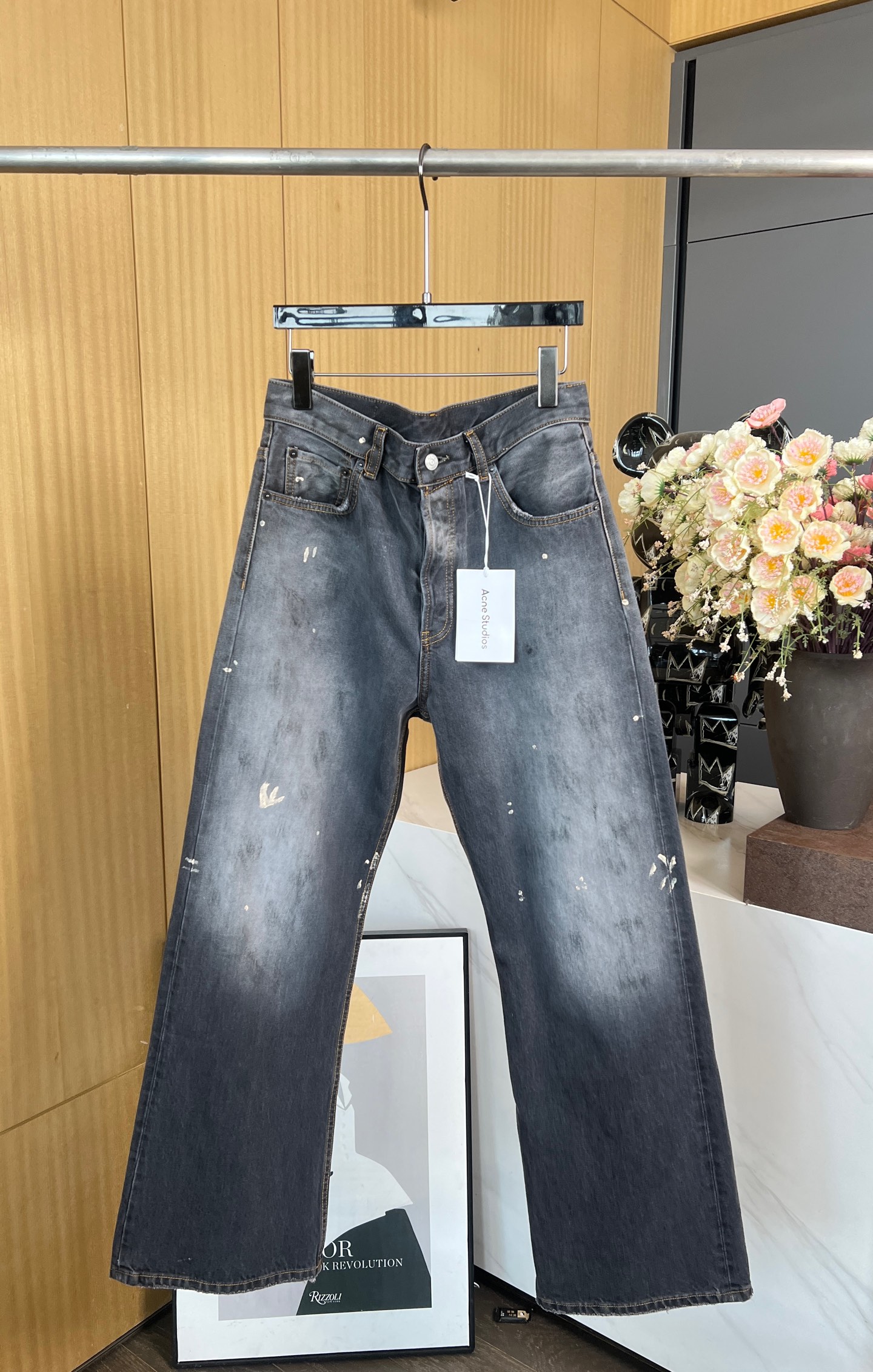 NO:317172,Acne early spring new M splash paint wide-leg jeans, dark wash effect, with coloring and paint marking details, five-pocket structure, casual style, same style for men and women. Number of 30-34,,acne studios, jeans,alexander wang19860909Acne 早春新款 M泼漆阔腿牛仔裤、深色水洗效果,带有着色和涂绘标记细节、五口袋结构、休闲版型、男女同款 码数30-34,,acne studios,jeans,alexander wang,Women's clothing