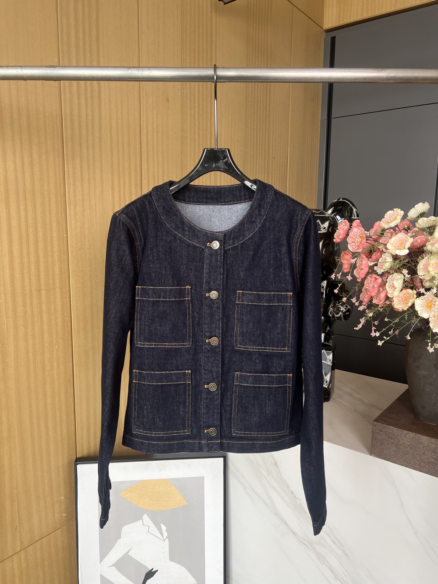 NO:308659,ICICLE New Spring Style Retro denim jacket, round neck cardigan design, elegant silhouette patch pocket design, casual style SML,, jackets & coats, jackets & coats, alexander wang19860909ICICLE 之禾 春季新款 复古牛仔夹克外套、圆领开衫设计、带来优雅廓形感贴袋设计、休闲版型 码数SML,,jackets & coats,jackets & coats,alexander wang,Women's clothing